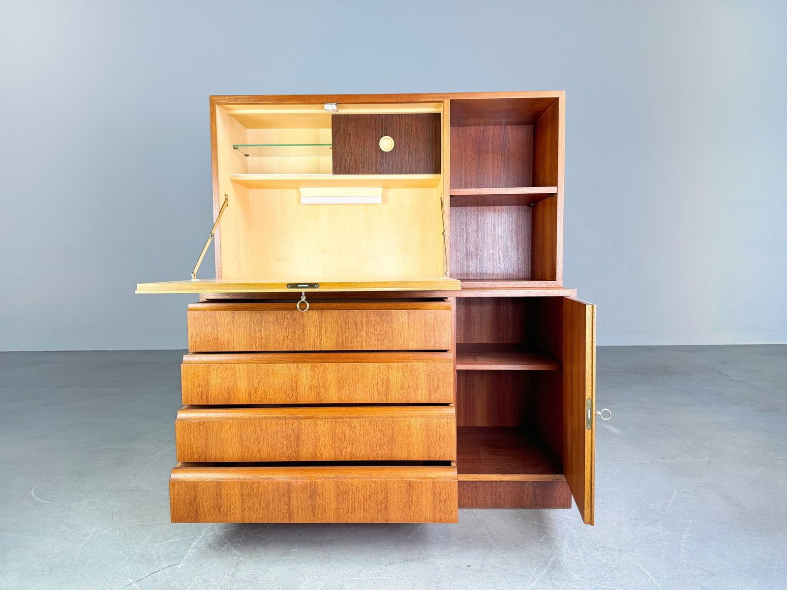 Original Midcentury Georg Satink Chest Of Drawers Secretary Wk Furniture Teak photo 890.0