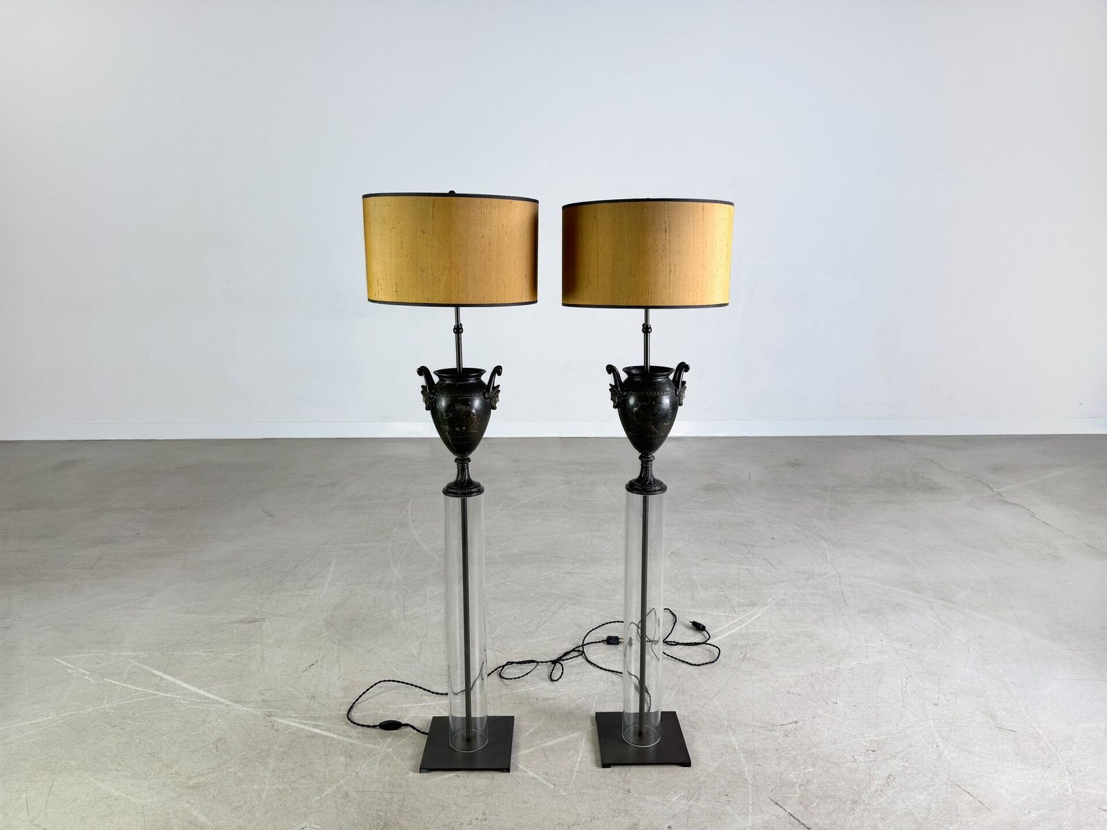 Set Of 2 Floor Lamps Antique Look Glass Floor Lamp Lamp photo furniture