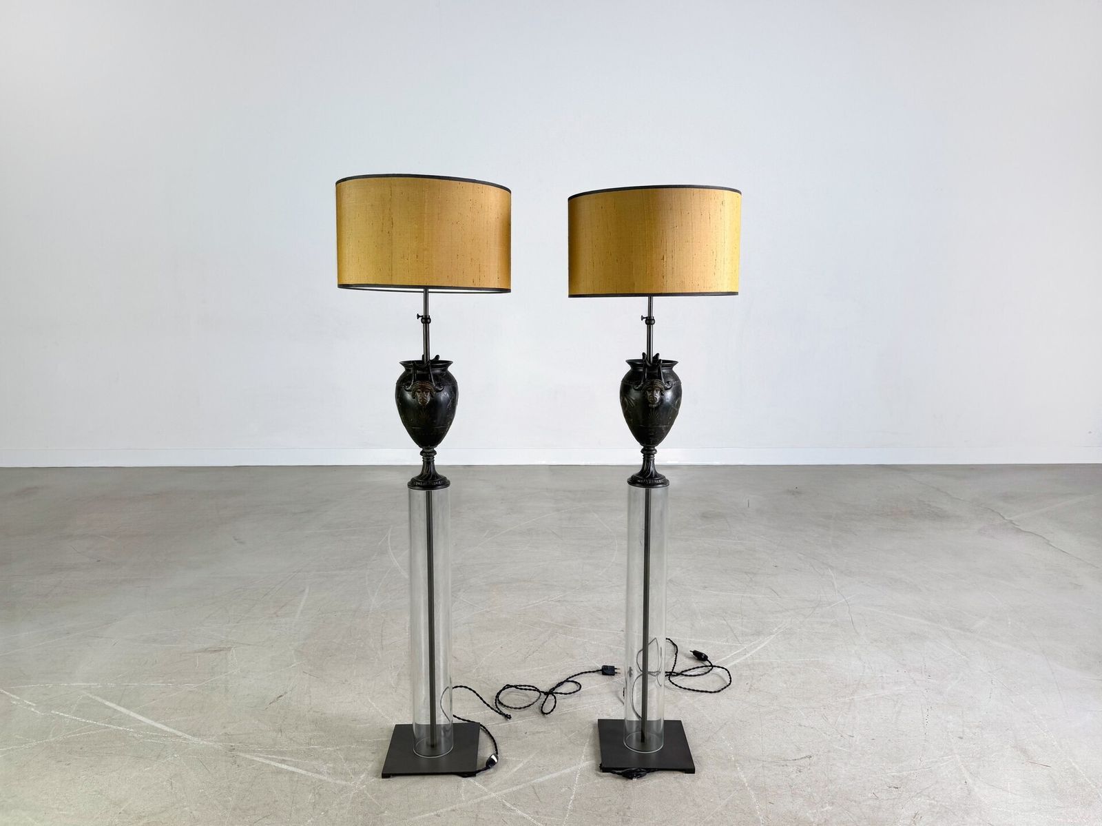 Set Of 2 Floor Lamps Antique Look Glass Floor Lamp Lamp photo 490.0