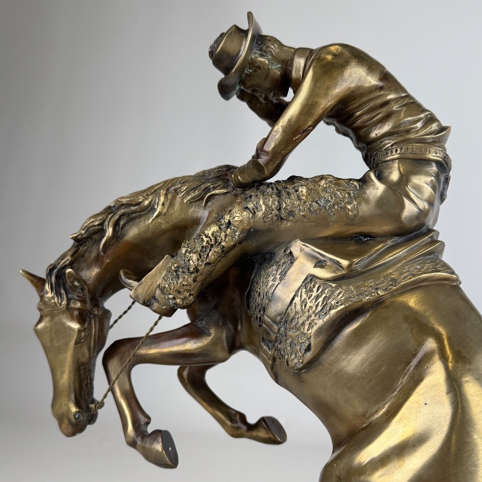 495.0 Antique 20th Century Brass Sculpture By Frederic Remington photo