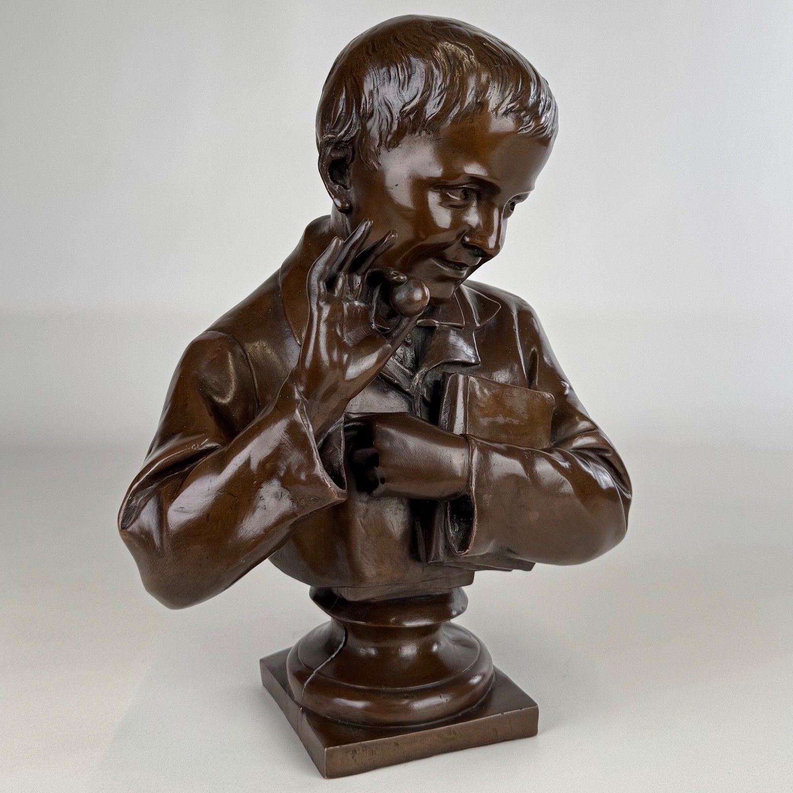 Antique 19th Century Decorative Bronze Bust Of A Student photo vintage