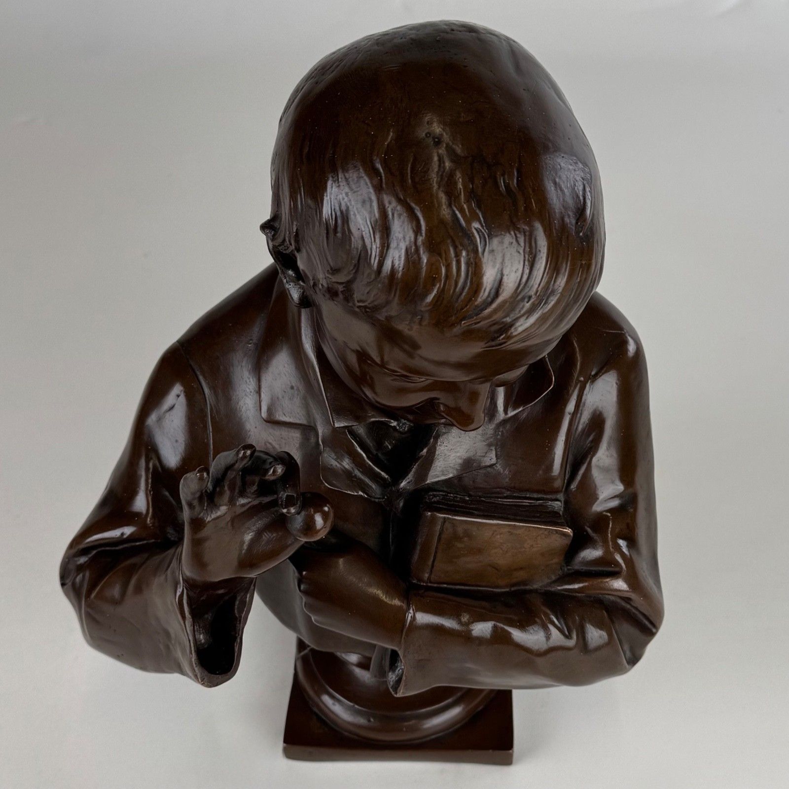 photo furniture Antique 19th Century Decorative Bronze Bust Of A Student