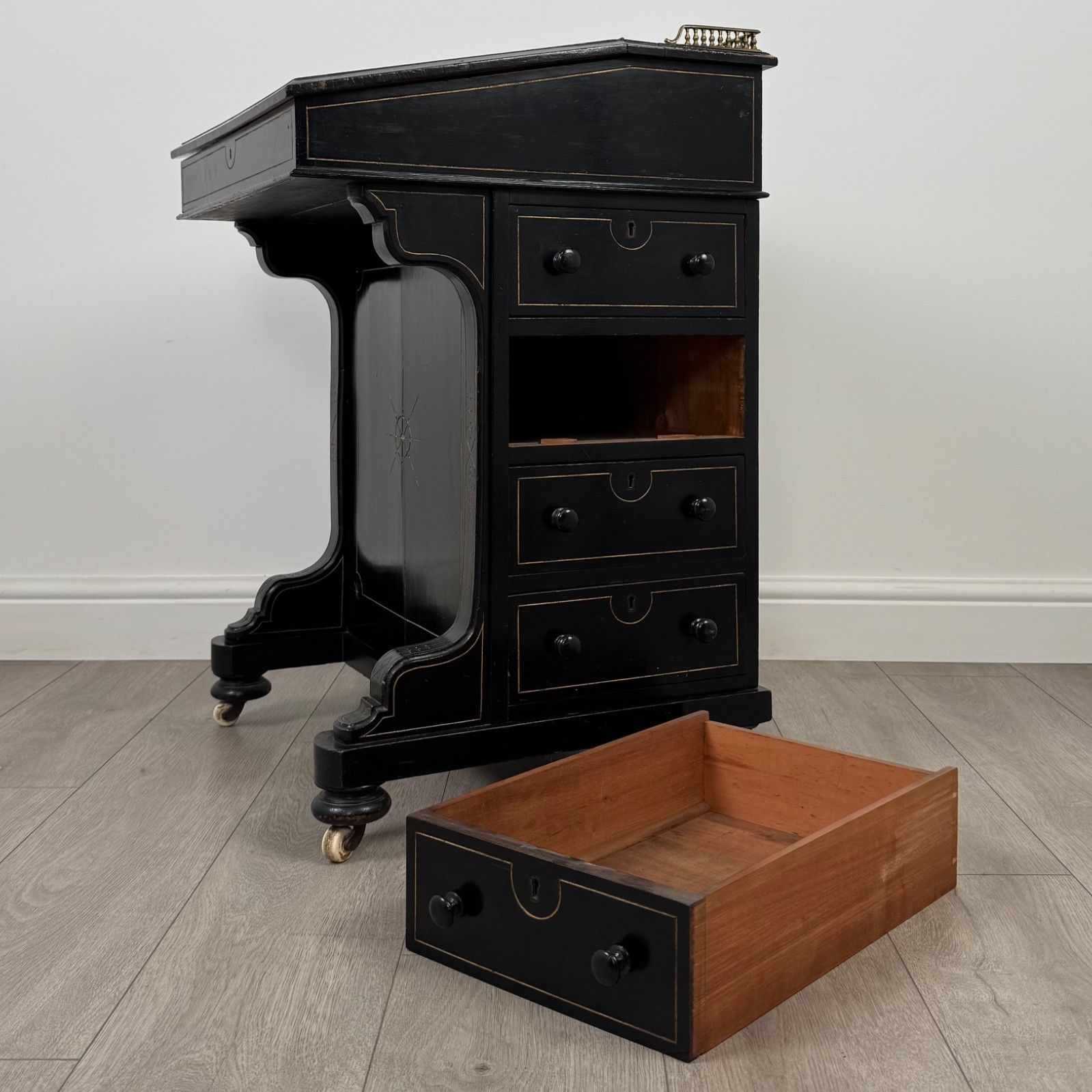 495.0 Antique 19th Century Ebonised Davenport Desk photo