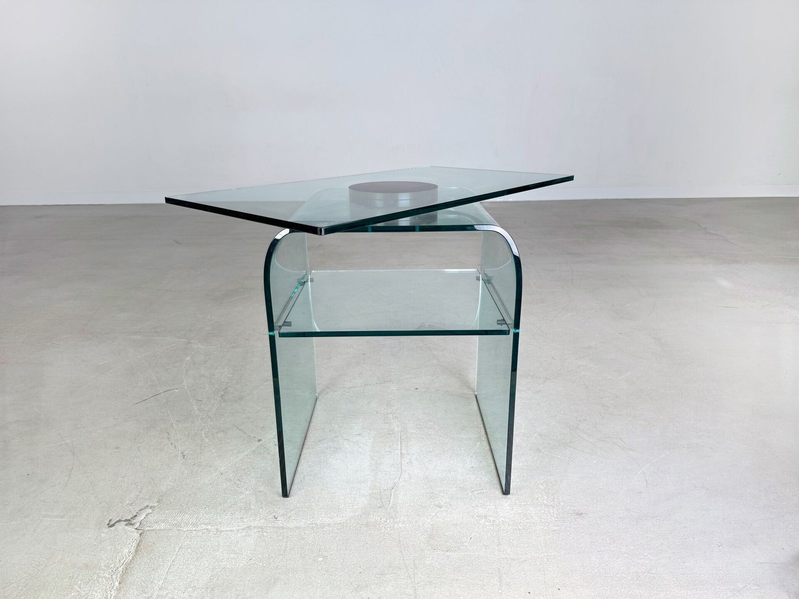 Original Coffee Table Fiam Italia Glass Swivel 1980s photo 590.0