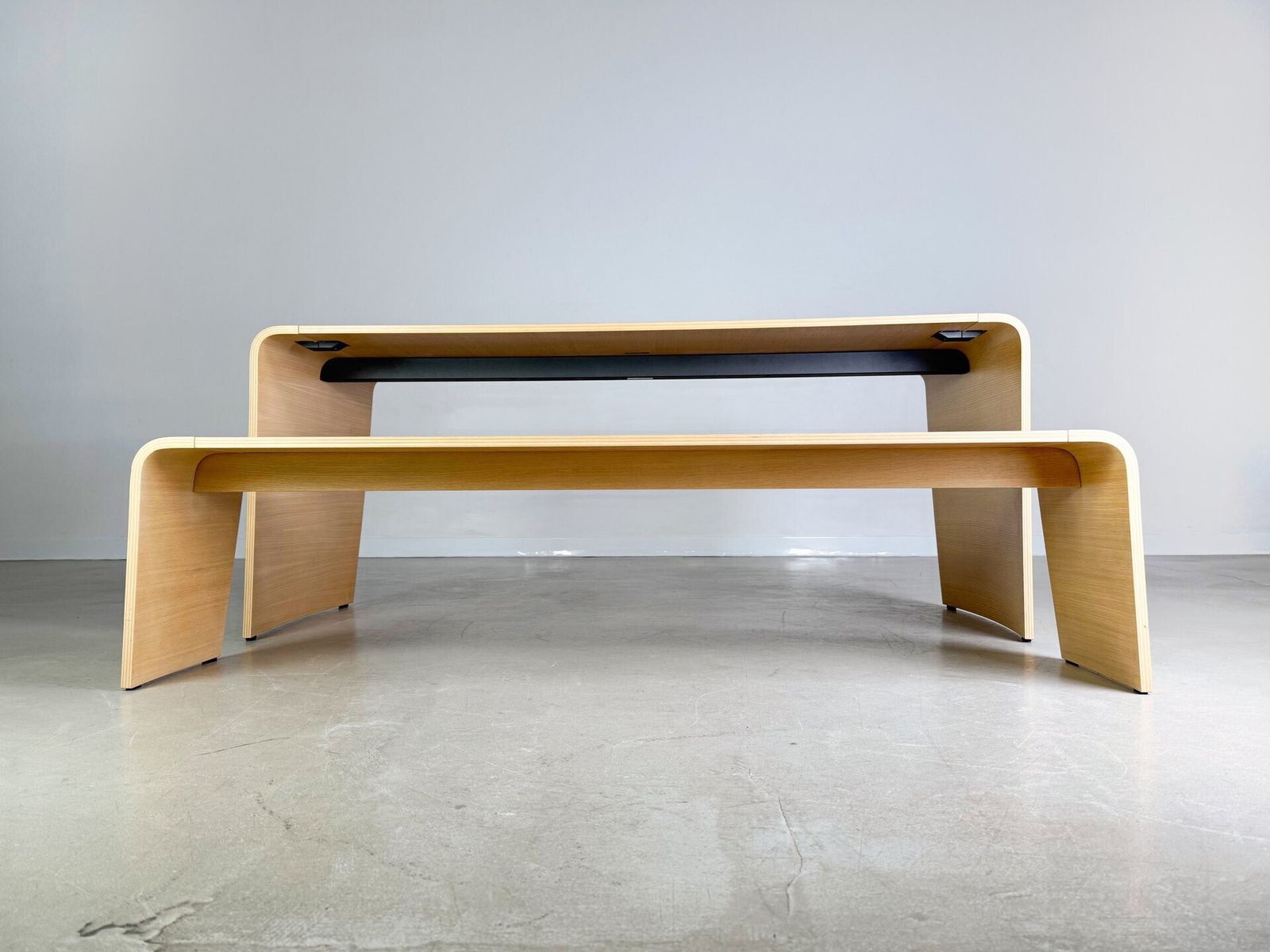 Set Of 2 Brunner Jehs Table + Bench Leaf Oak Design Table photo for sale