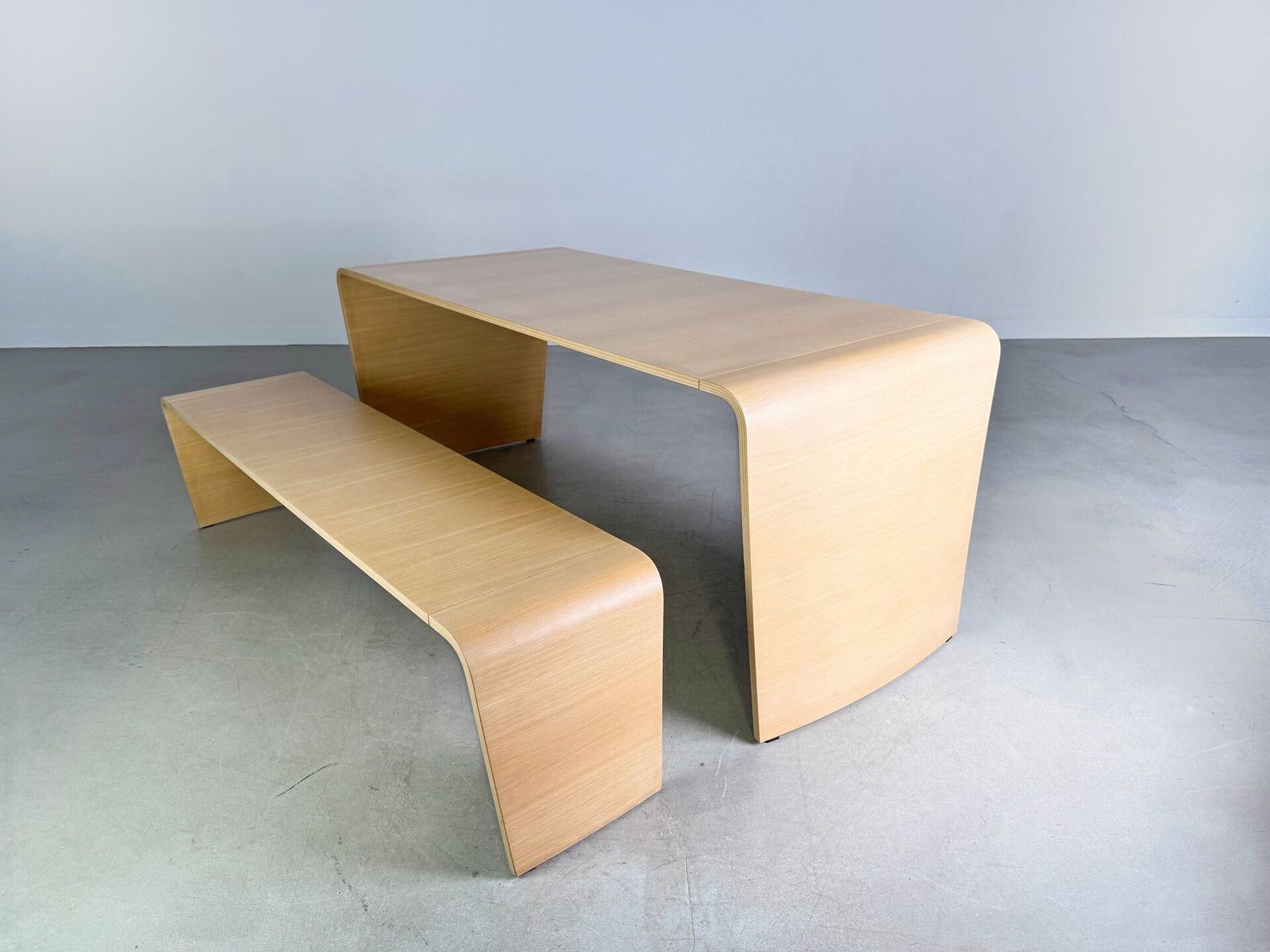 Set Of 2 Brunner Jehs Table + Bench Leaf Oak Design Table photo vintage