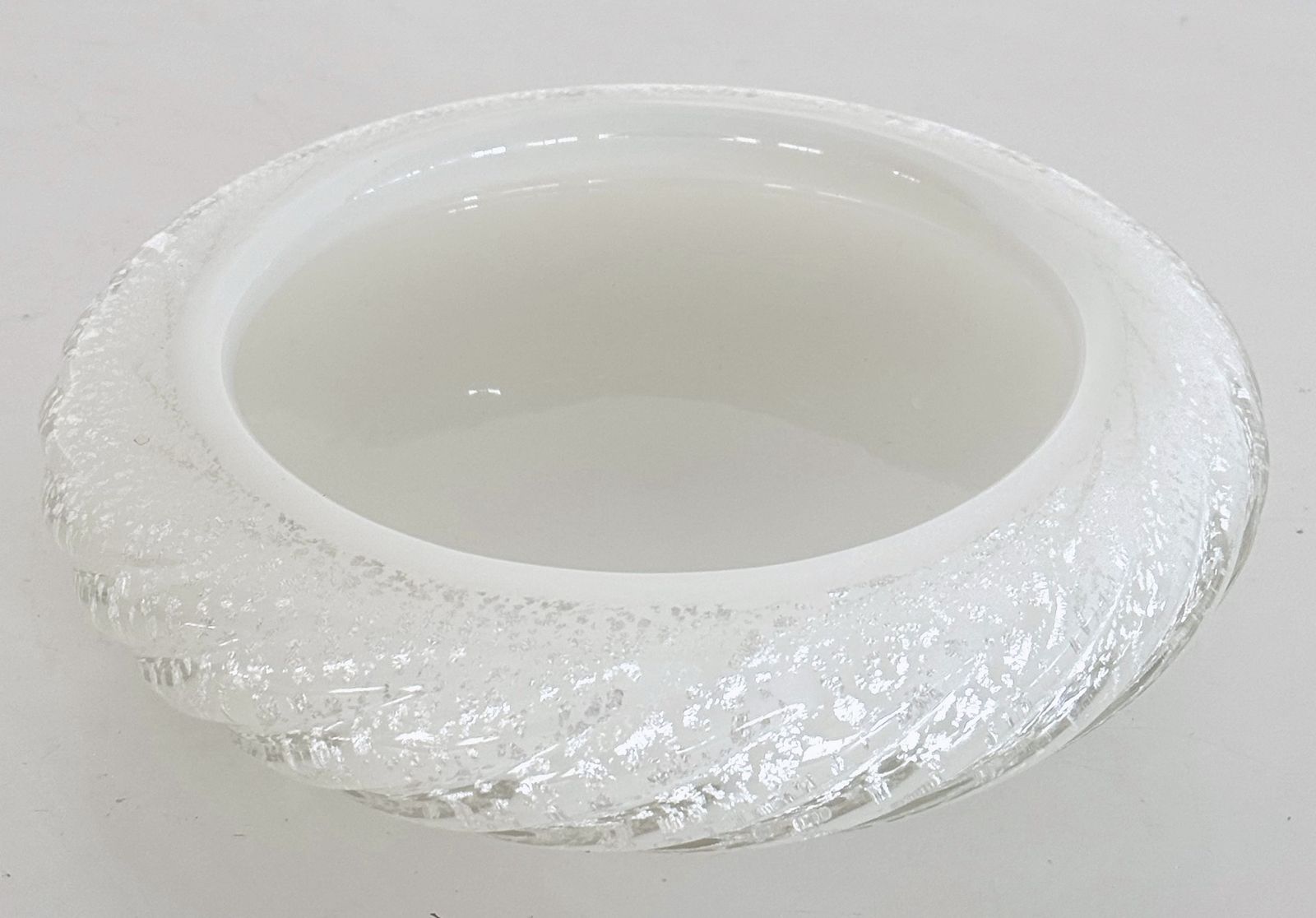 Italian Murano Glass Bowl Or Vide Poche In Twisted Glass With Shimmering, 1970s photo for sale