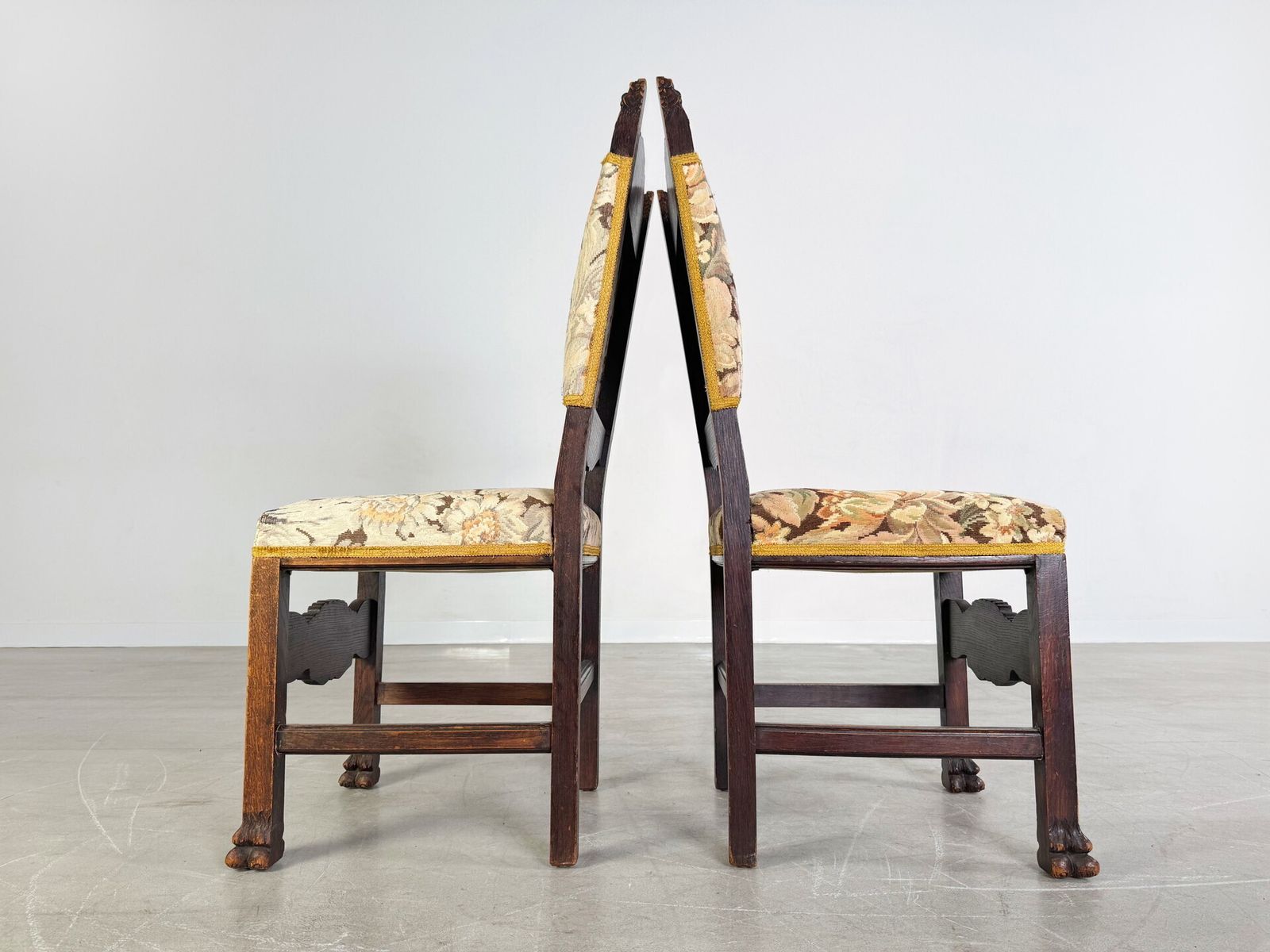 Original Set Of 2 Neo Baroque Chairs Antique Wood Carving Floral photo buy