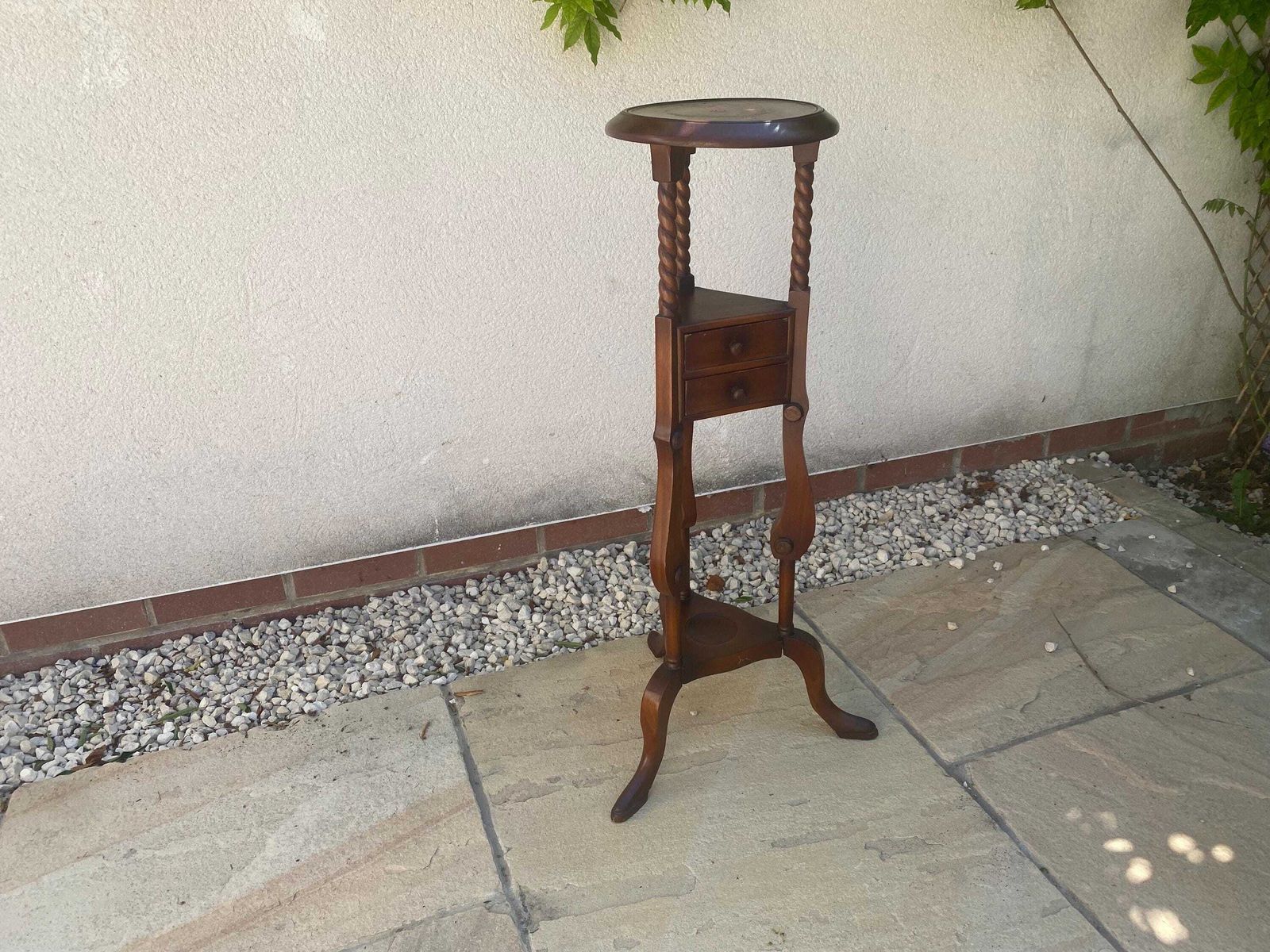 Antique Vintage Oak Plant Stand With Barley Twist Legs / Side Table / Lamp Table Arts And Crafts photo buy