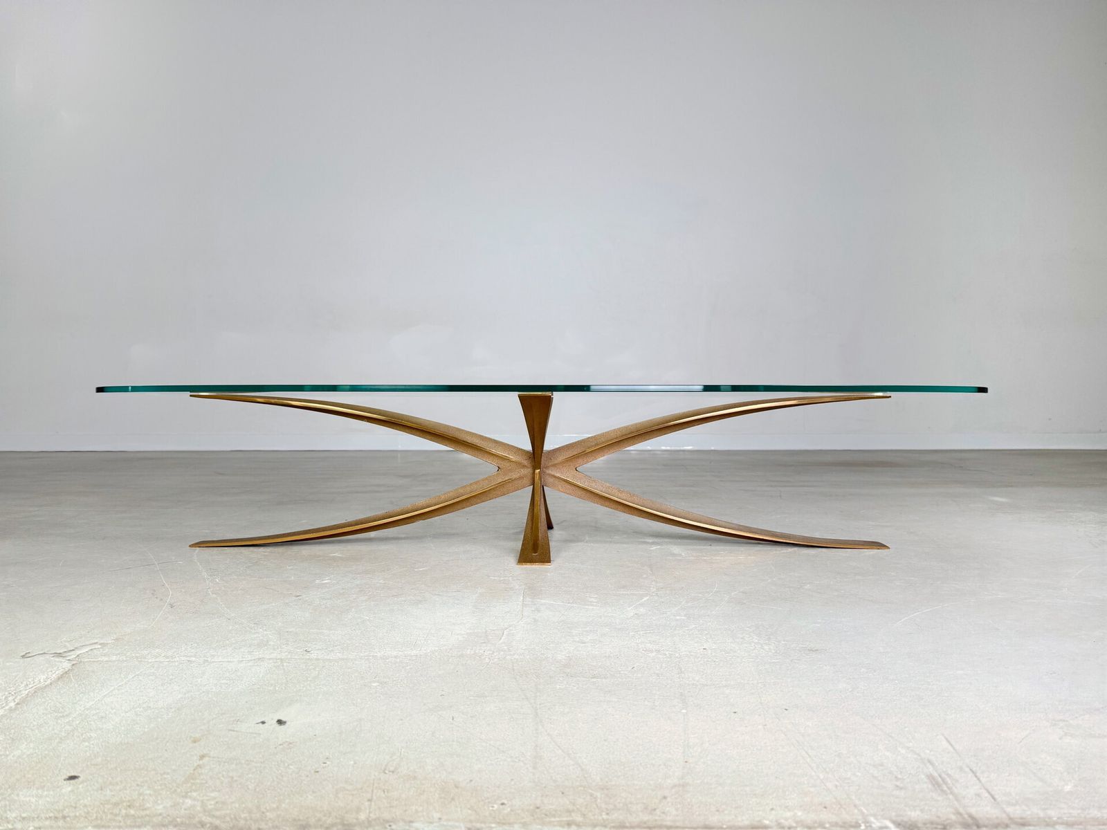 Original Vintage Coffee Table Michel Mangematin Bronze Glass 1960s photo furniture