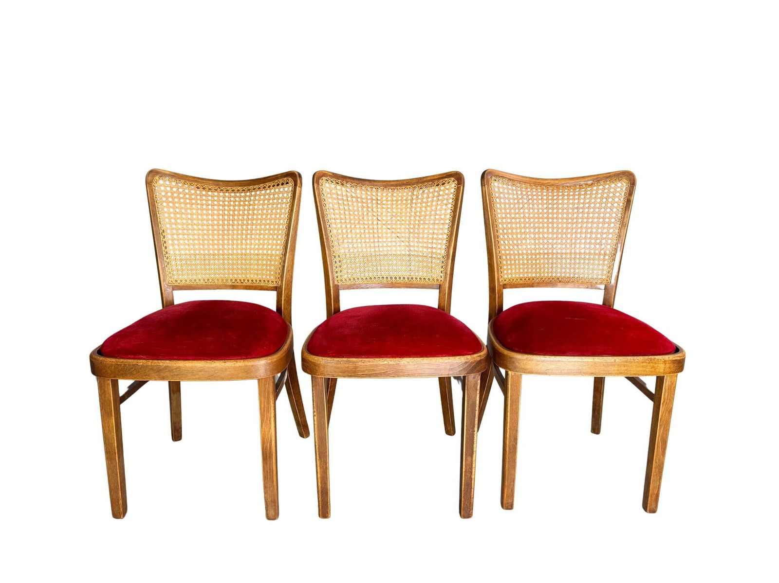 Original Set Of 3 Thonet A811/1 Chairs Josef Hoffmann 1951 Upholstered