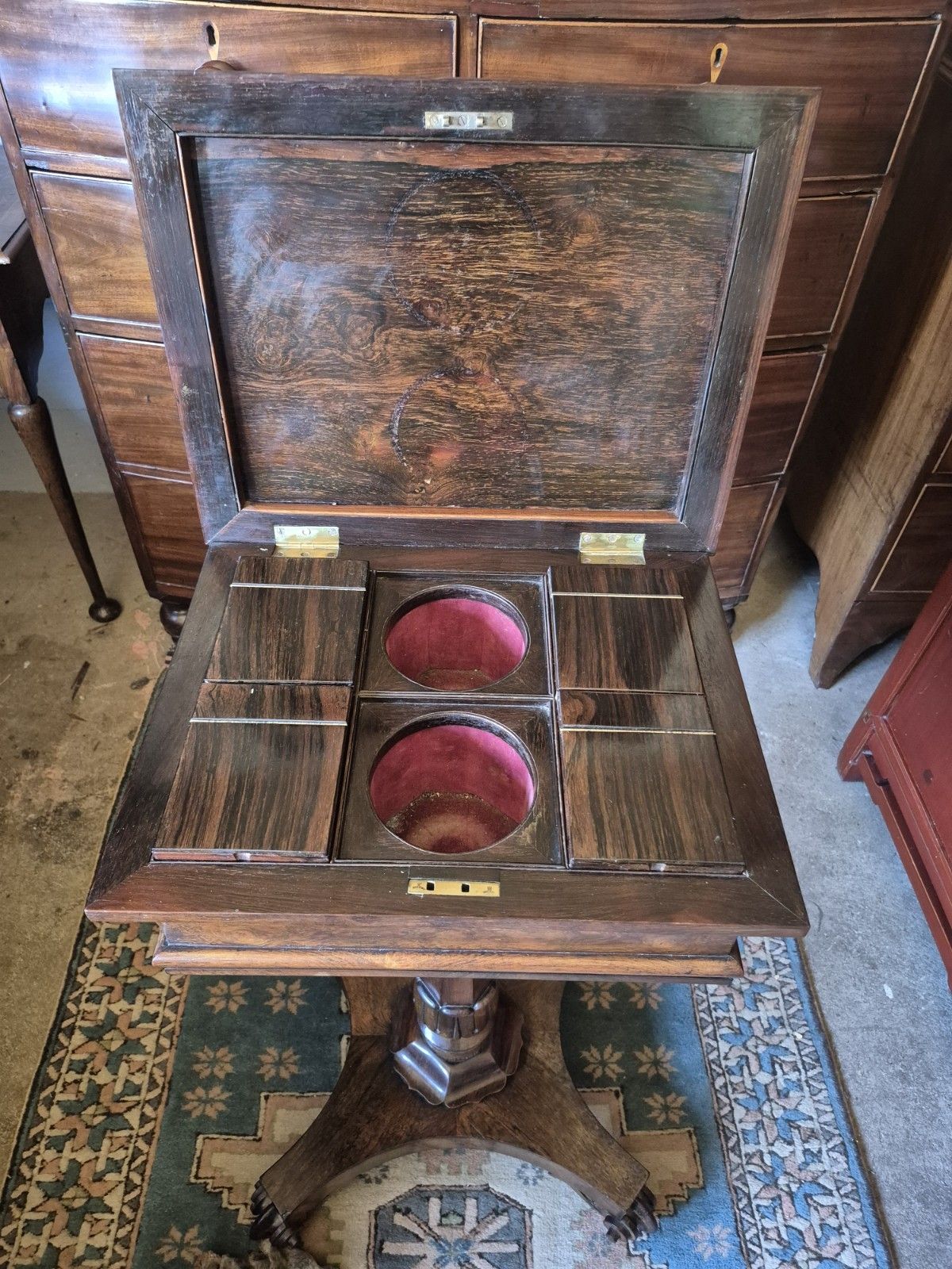 Ravishing Regency 1820 Sarcophagus  Rosewood Pedestal Teapoy Quatreform Platform photo for sale