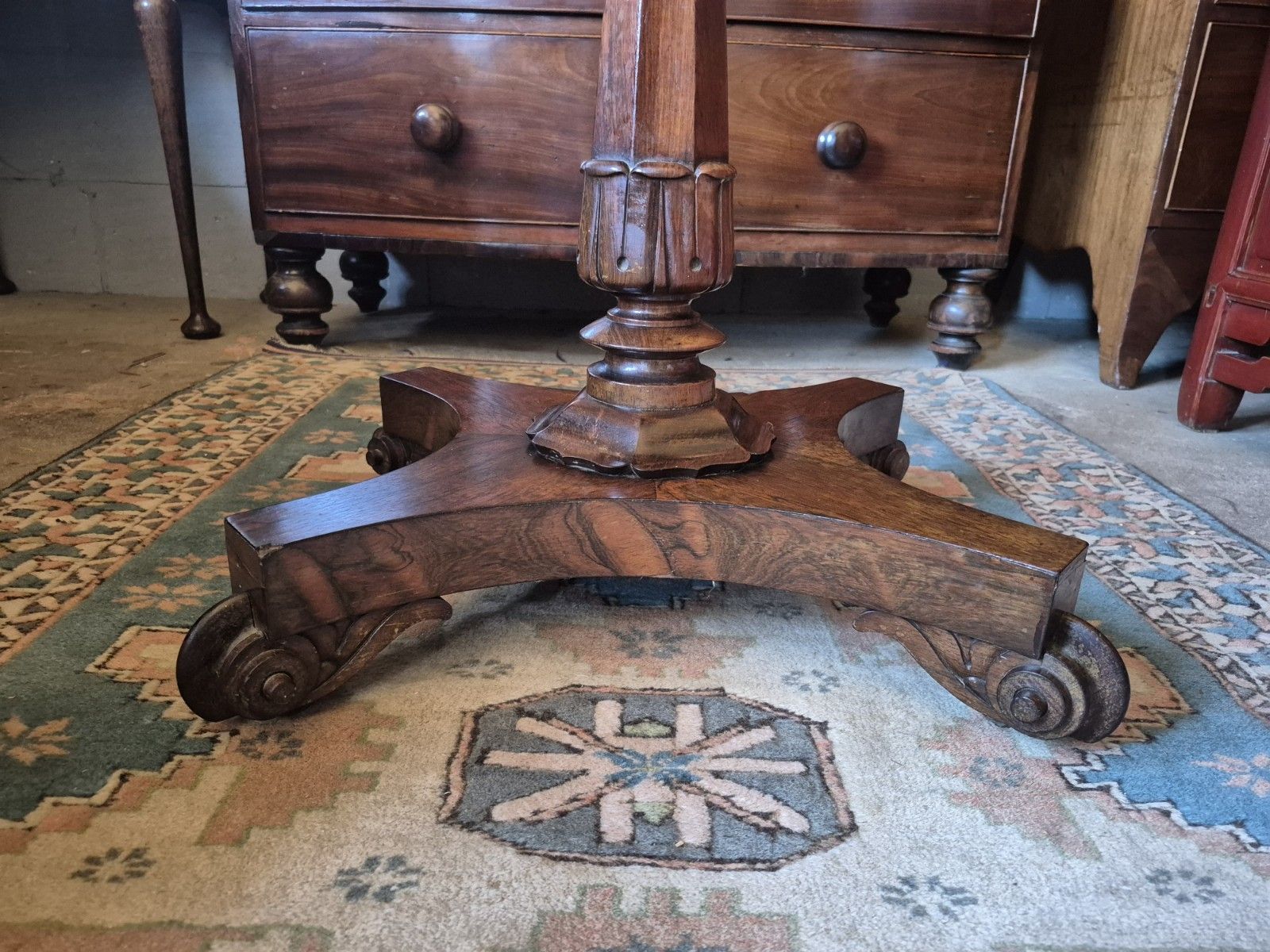photo furniture Ravishing Regency 1820 Sarcophagus  Rosewood Pedestal Teapoy Quatreform Platform