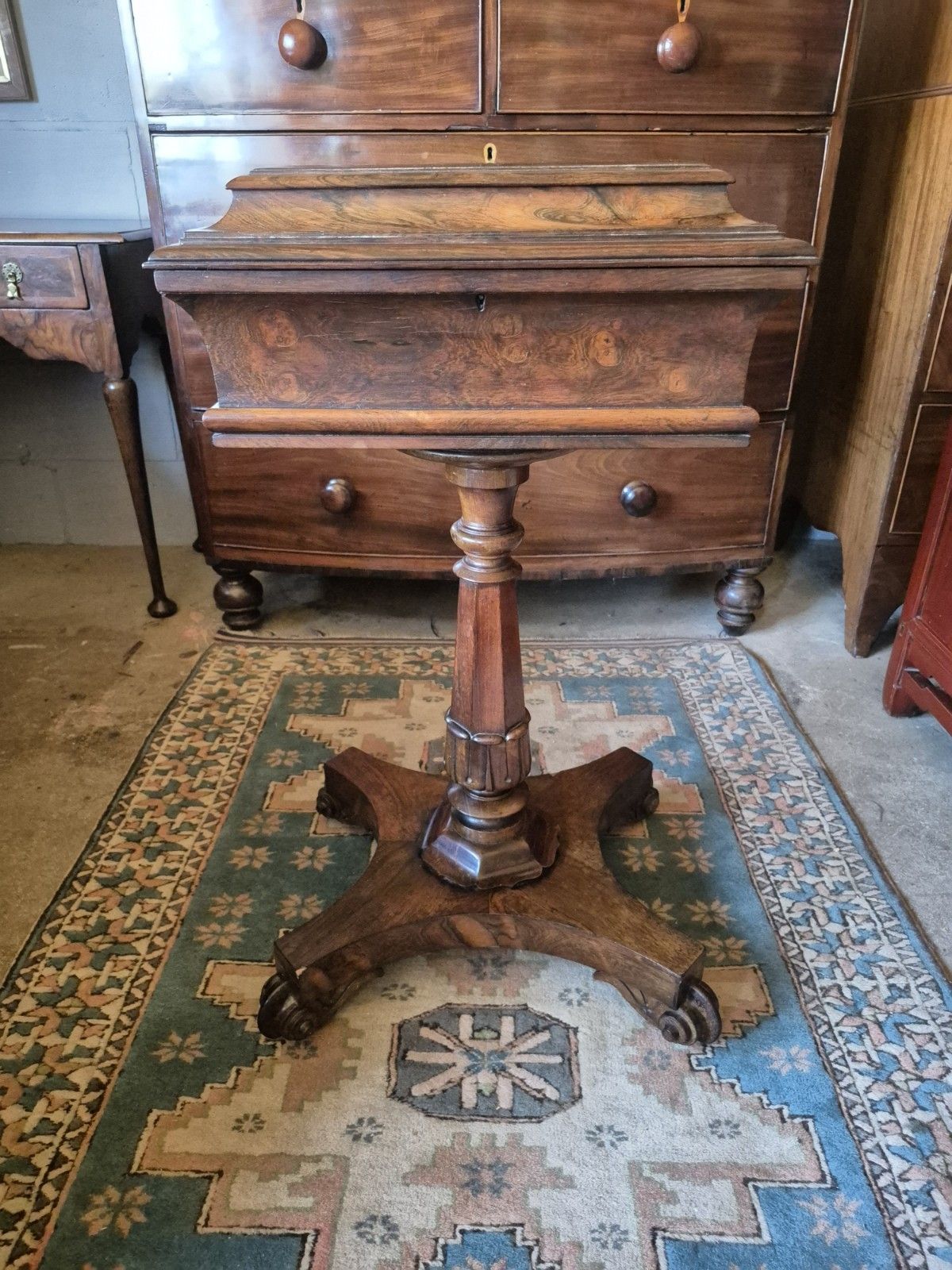 photo for sale Ravishing Regency 1820 Sarcophagus  Rosewood Pedestal Teapoy Quatreform Platform