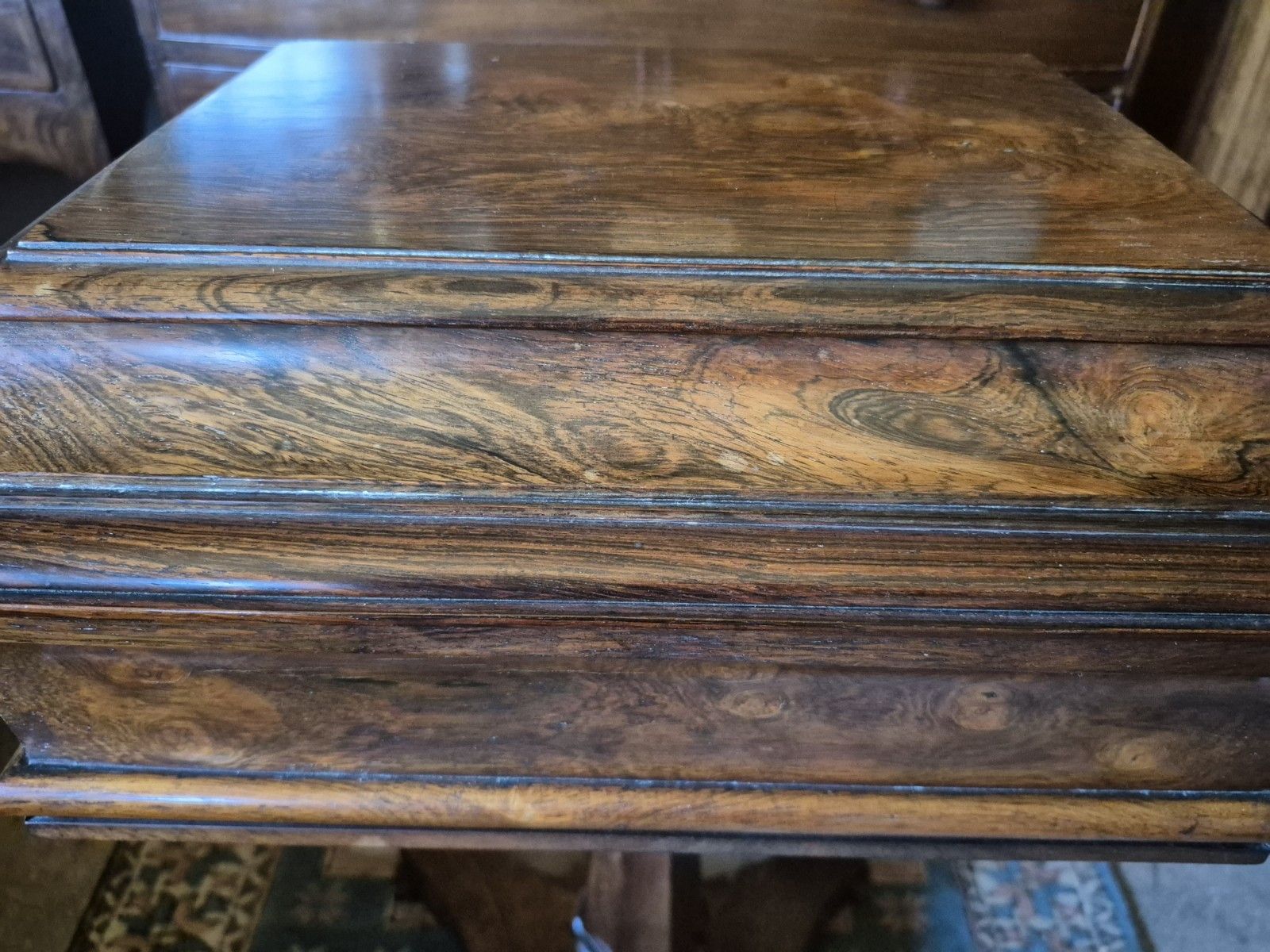 photo vintage Ravishing Regency 1820 Sarcophagus  Rosewood Pedestal Teapoy Quatreform Platform