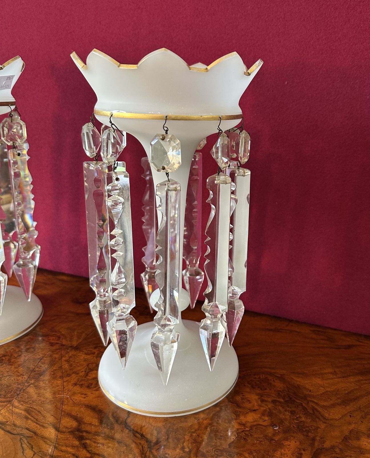 Pair Of Opaline Victorian Lustres photo furniture