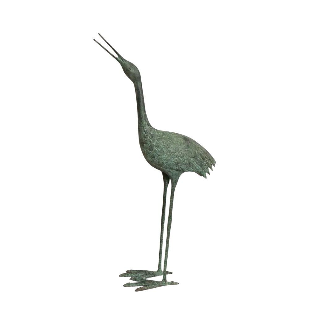 Vintage Pair Of Large Life Sized Weathered Bronze Cranes photo furniture