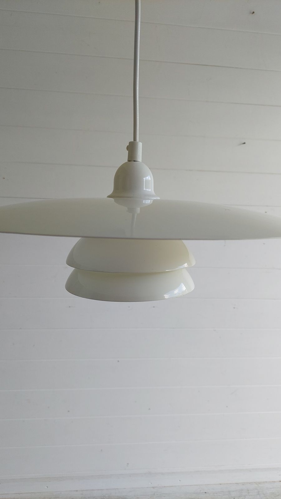 240.0 Mid Century  Ikea 'Vinter' Pendant Lamp Vintage Metal Triple Ring Ceiling Light Louis Poulsen Style 90s photo