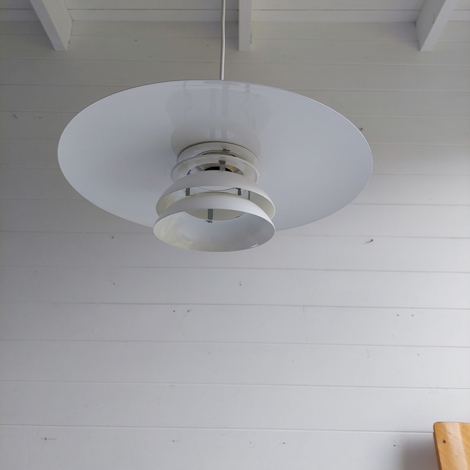 photo vinterior Mid Century  Ikea 'Vinter' Pendant Lamp Vintage Metal Triple Ring Ceiling Light Louis Poulsen Style 90s