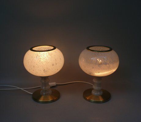 Elegantvtable Lamps With Glass Lampshades From Doria Leuchten, 1960s, Set Of 2 photo vintage