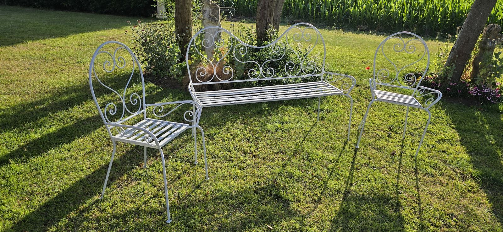 Wrought Iron Bench And Two Chairs photo 995.0