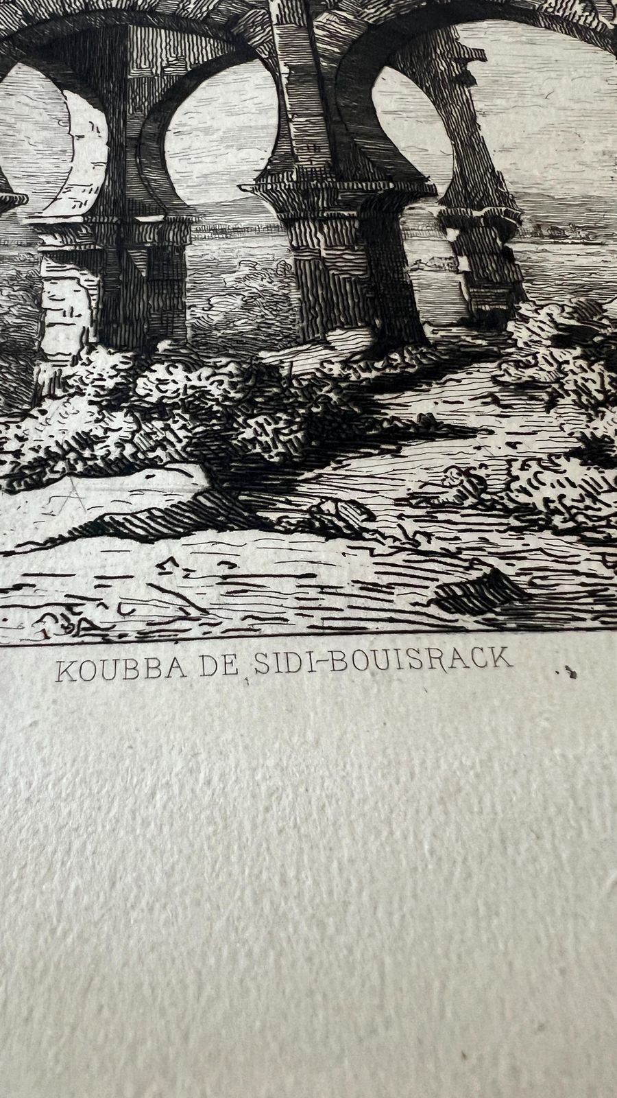 19th Century Architectural Etching Of Qubba Ruins In Tlemcen, Algeria By Gabrielle Niel, 1870s photo for sale