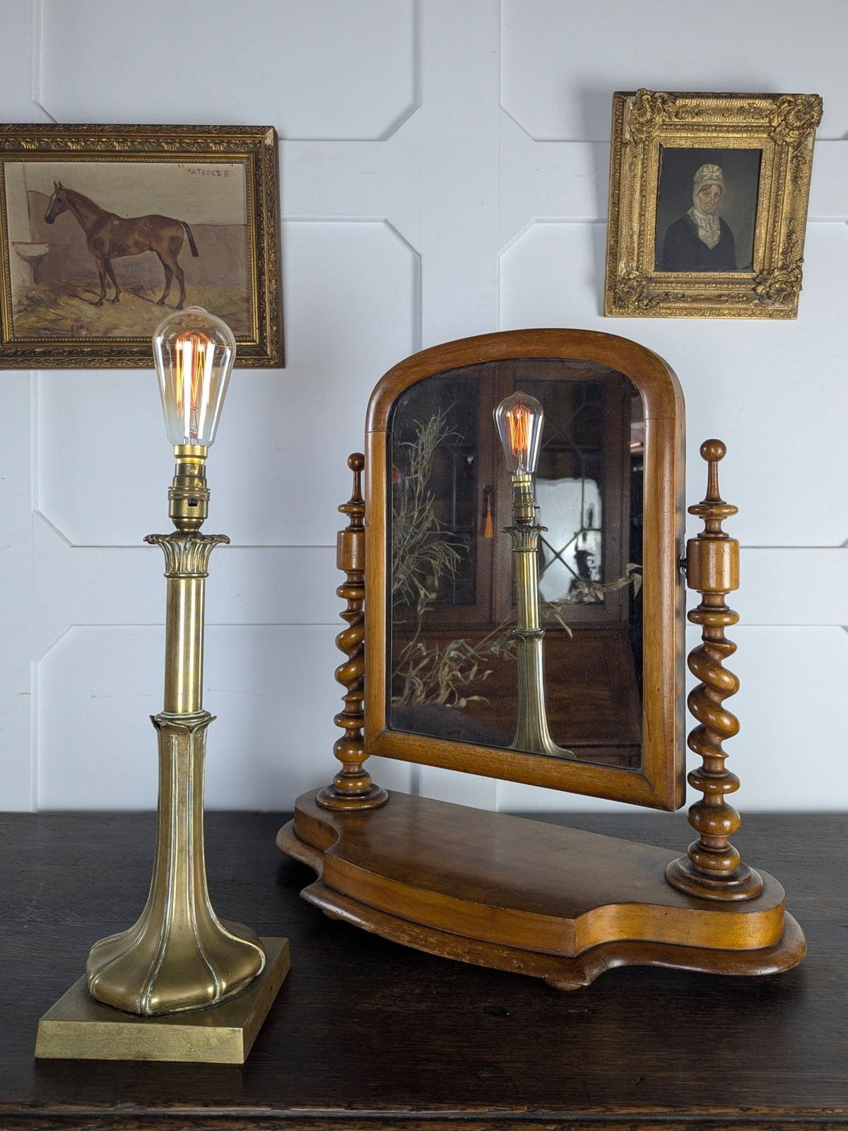 Victorian Satinwood Barley Twist Toilet Mirror With Mercury Glass Plate photo furniture
