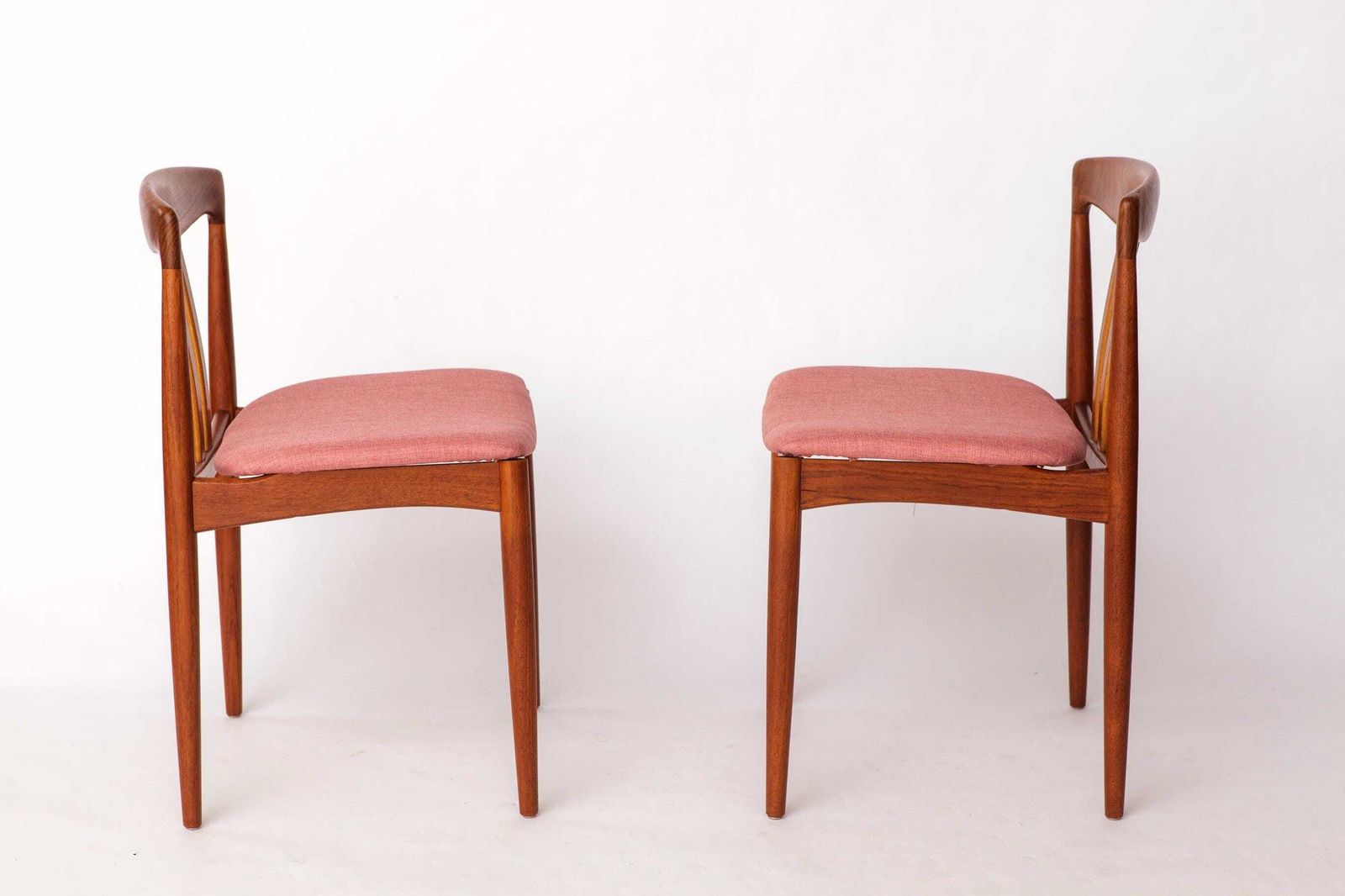 Pair Of Bramin Teak Dining Chairs – Denmark 1960s – Pink Upholstery – Mid Century Modern photo for sale