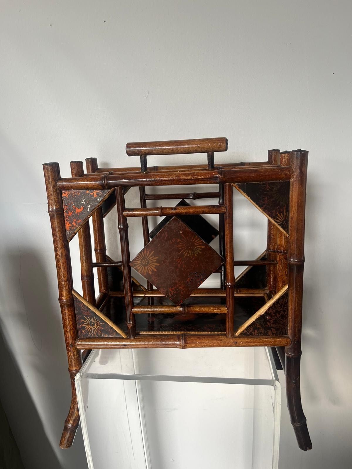 Antique Circa 1880 Aesthetic Movement Bamboo Carved Chinese Magazine Paper Rack photo furniture