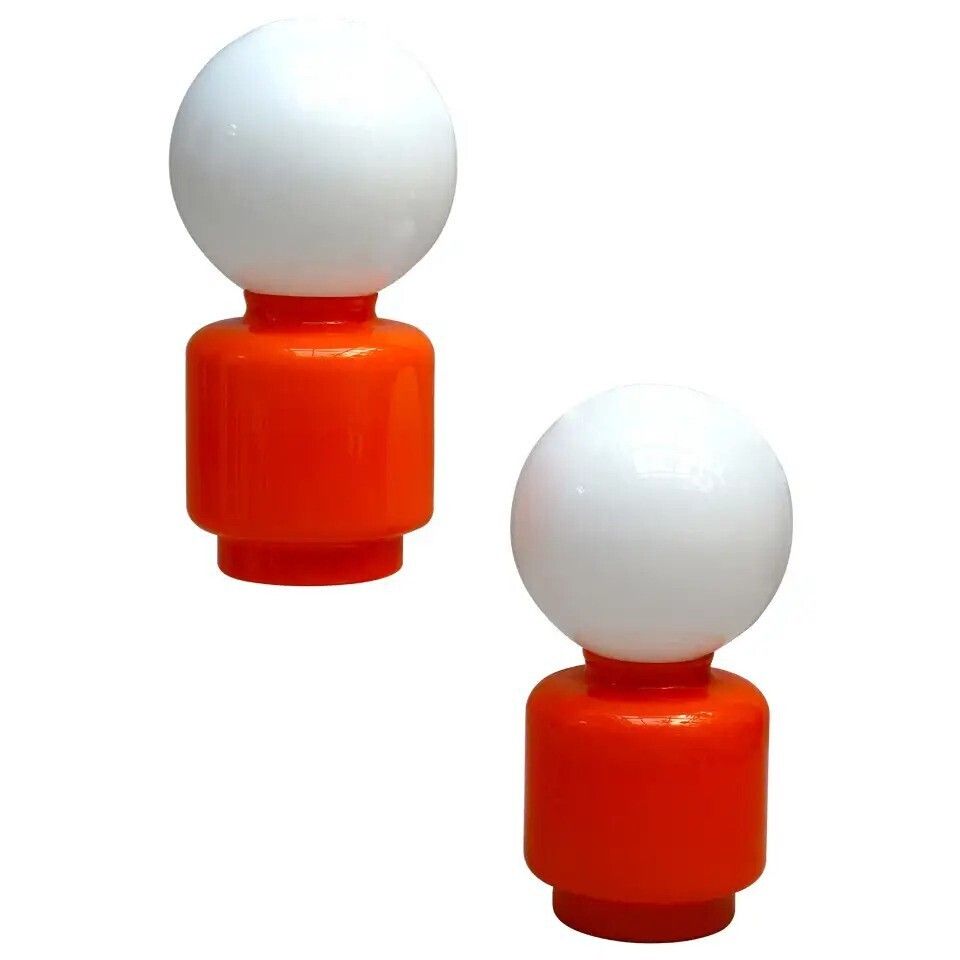 Beautiful Set Of Two Italian Murano Glass Lamp