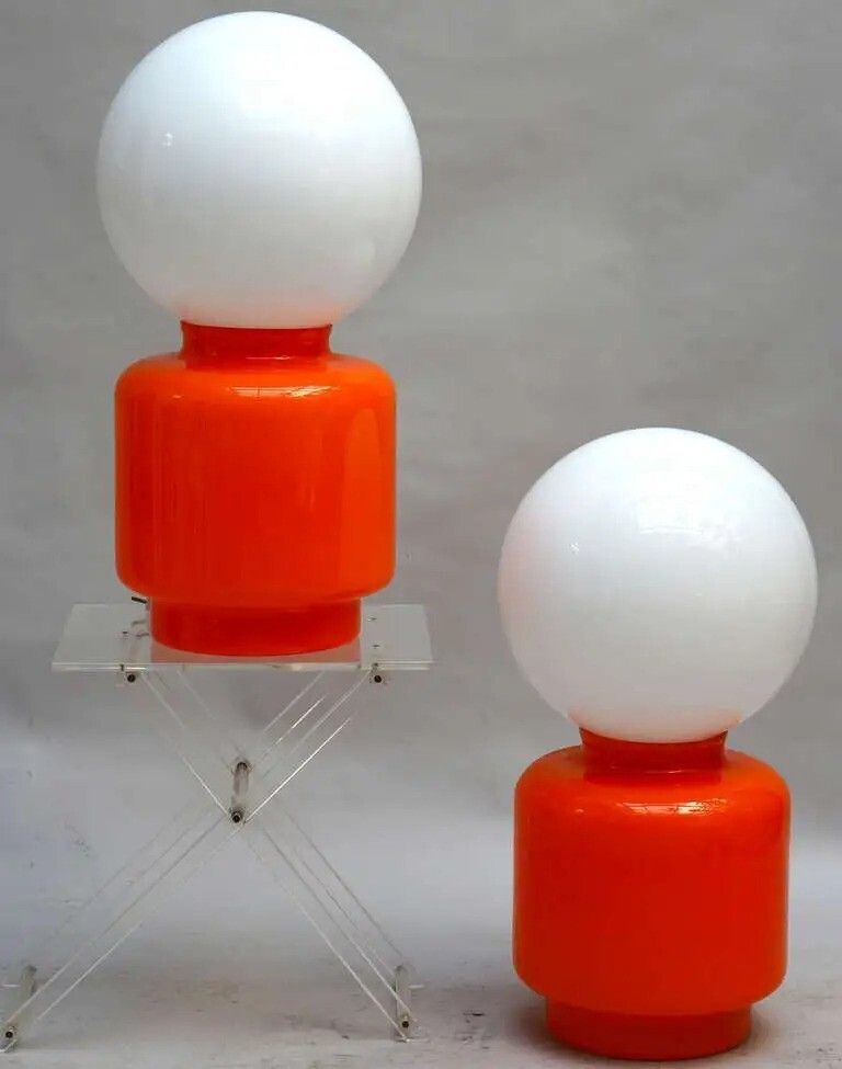 Beautiful Set Of Two Italian Murano Glass Lamp photo furniture