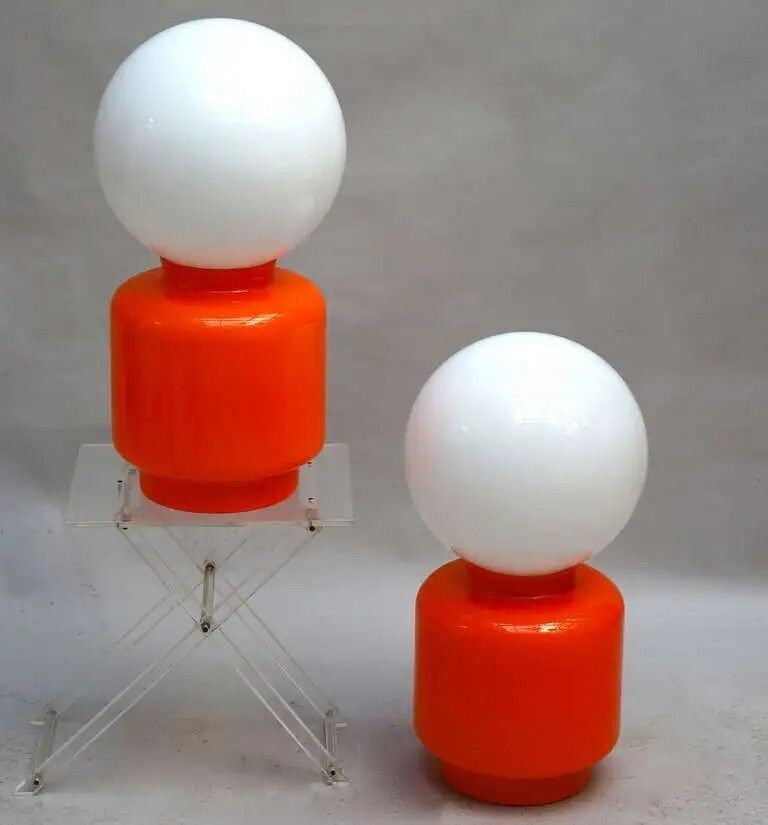 Beautiful Set Of Two Italian Murano Glass Lamp photo for sale