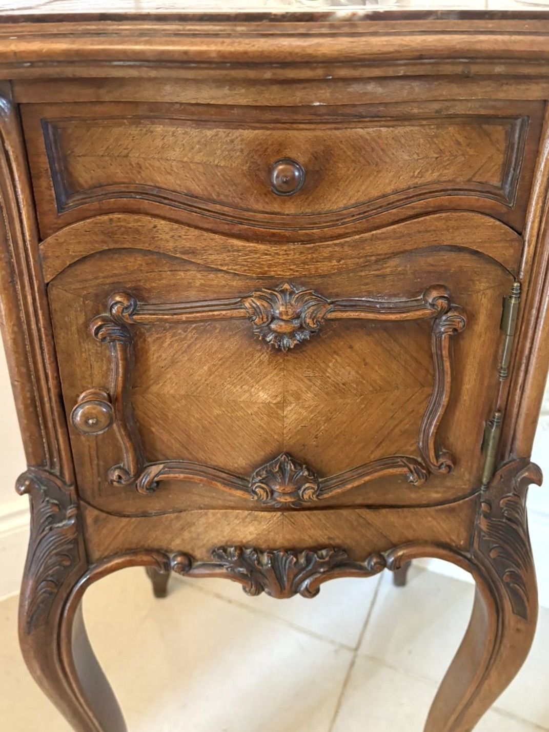Antique 19th Century Quality Carved Walnut French Bedside Cabinet photo vintage