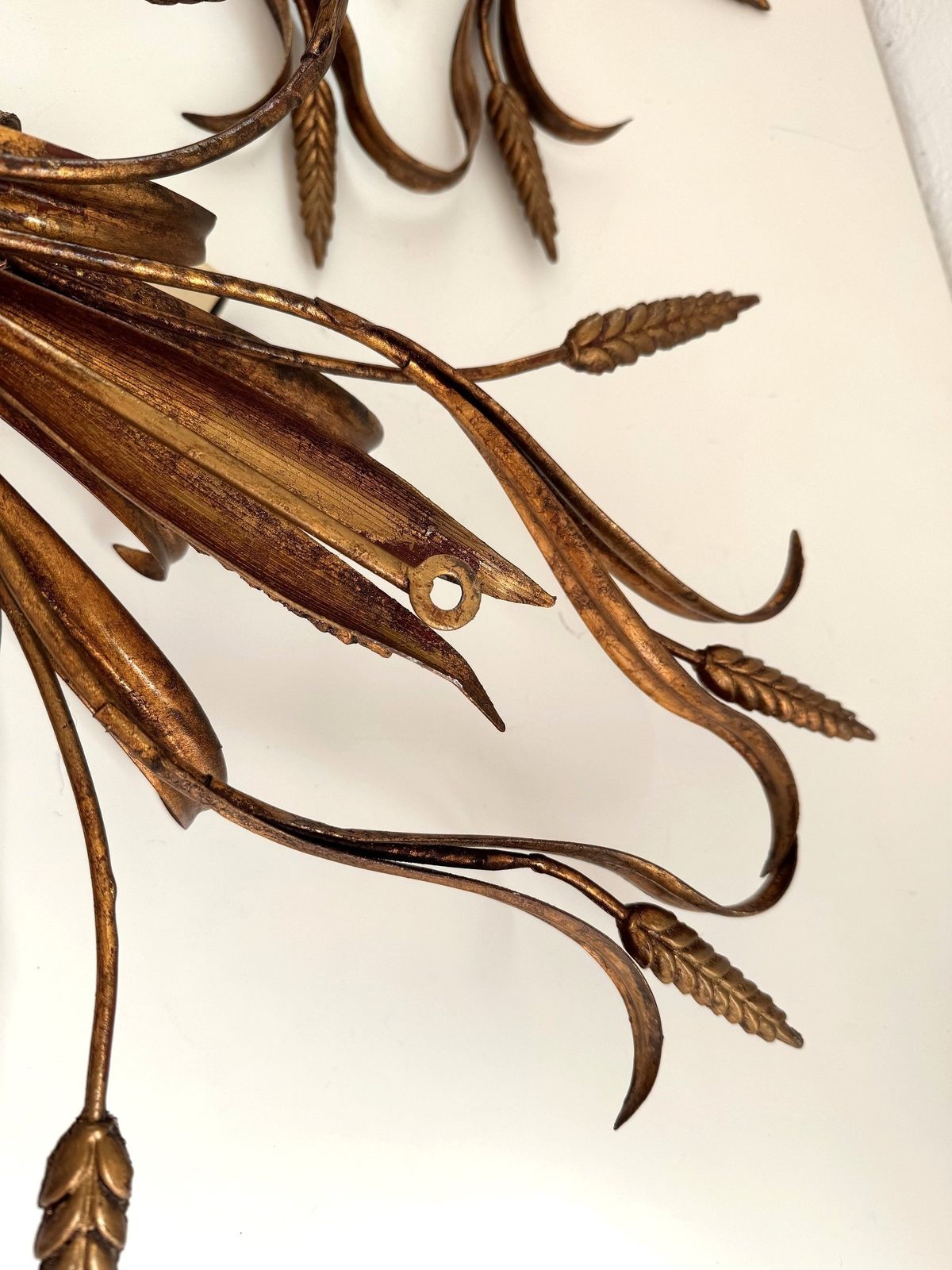 photo vinterior Pair Sheaf Of Wheat Sconces Hollywood Regency Gilt Metal By Hans Kögl, Italy 1960