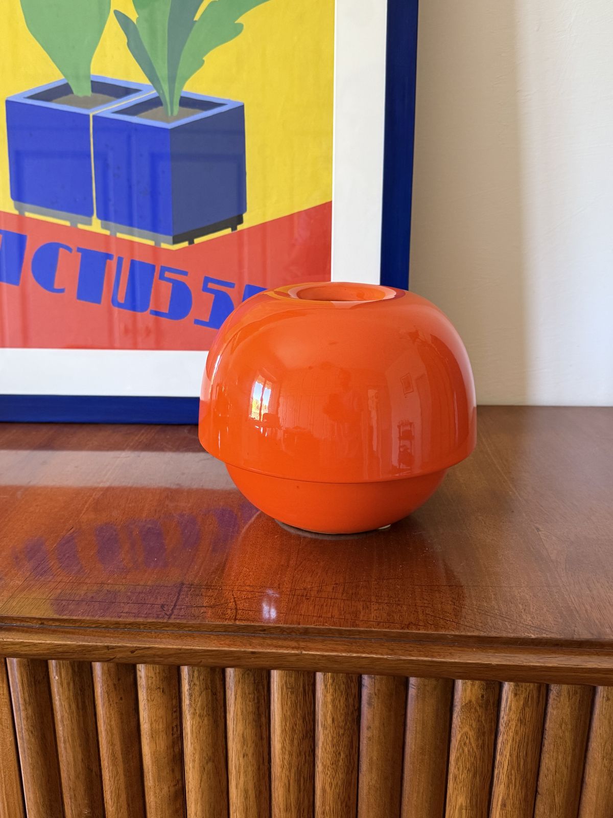 Space Age Orange Ceramic Vase, Sicart Italy Ca. 1970 photo Home Decor