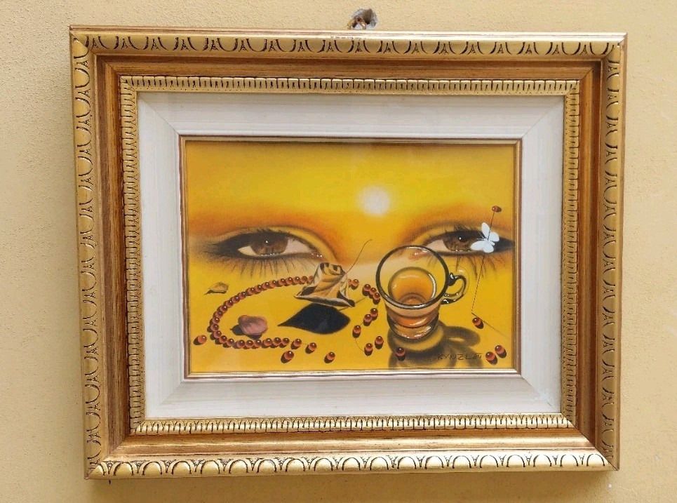Oil On Faesite Signed Kinzl 35x25 Cm Cm 1987