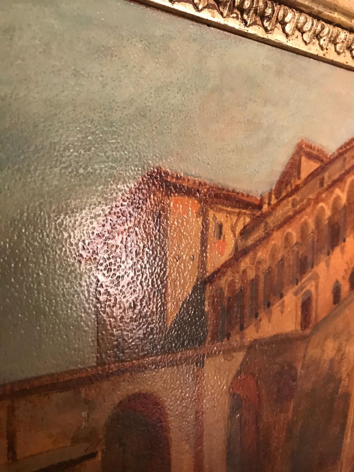 photo furniture Oil Painting Jacob, Julius Berlin 1842 Genazzano, Piscopal Palace And Bridgeacce