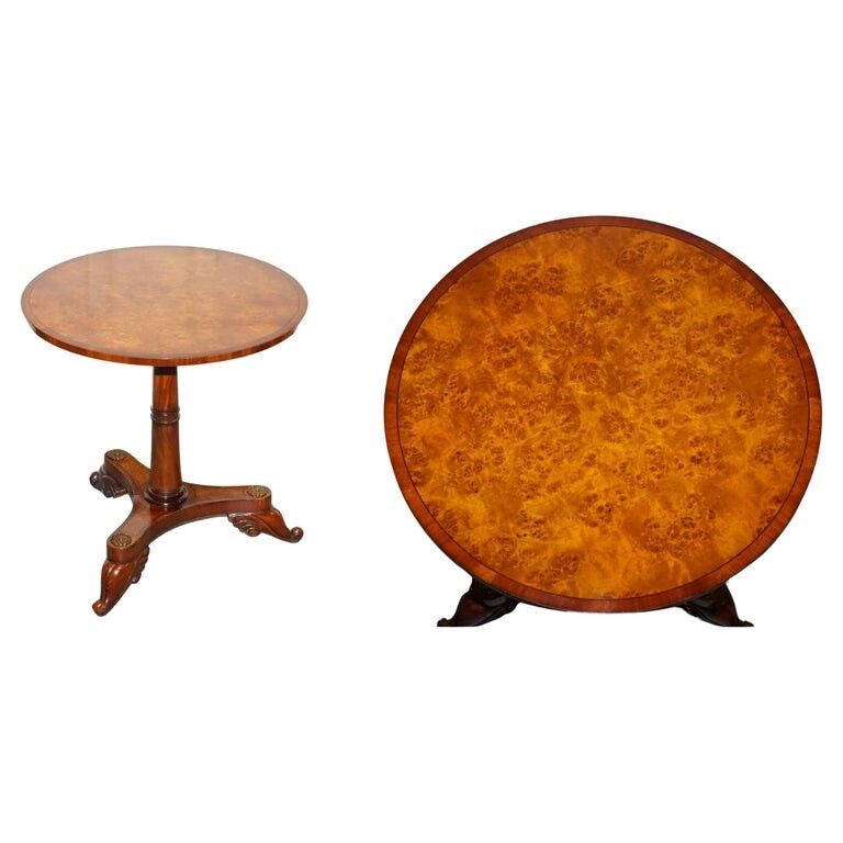 Stunning Fully Restored French Empire Style Burr Walnut Side Wine Lamp End Table