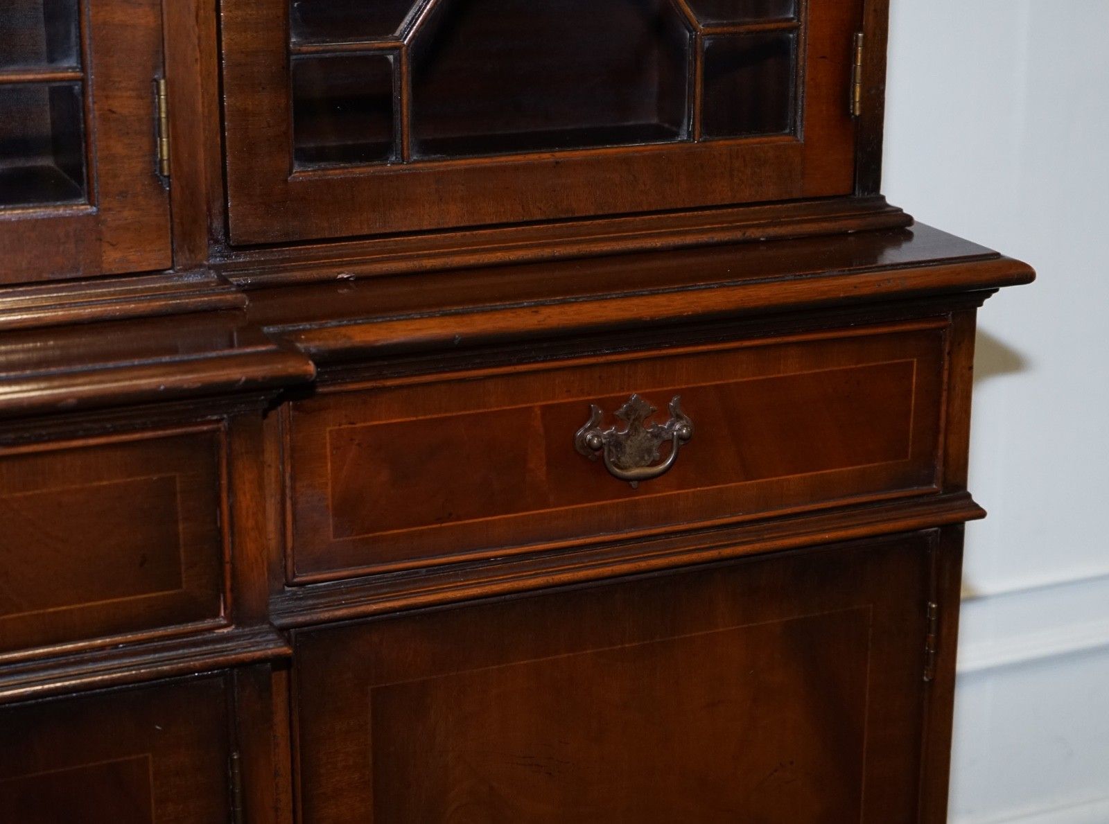 Stunning Georgian Style Breakfront Four Door Display Cabinet Bookcase photo buy