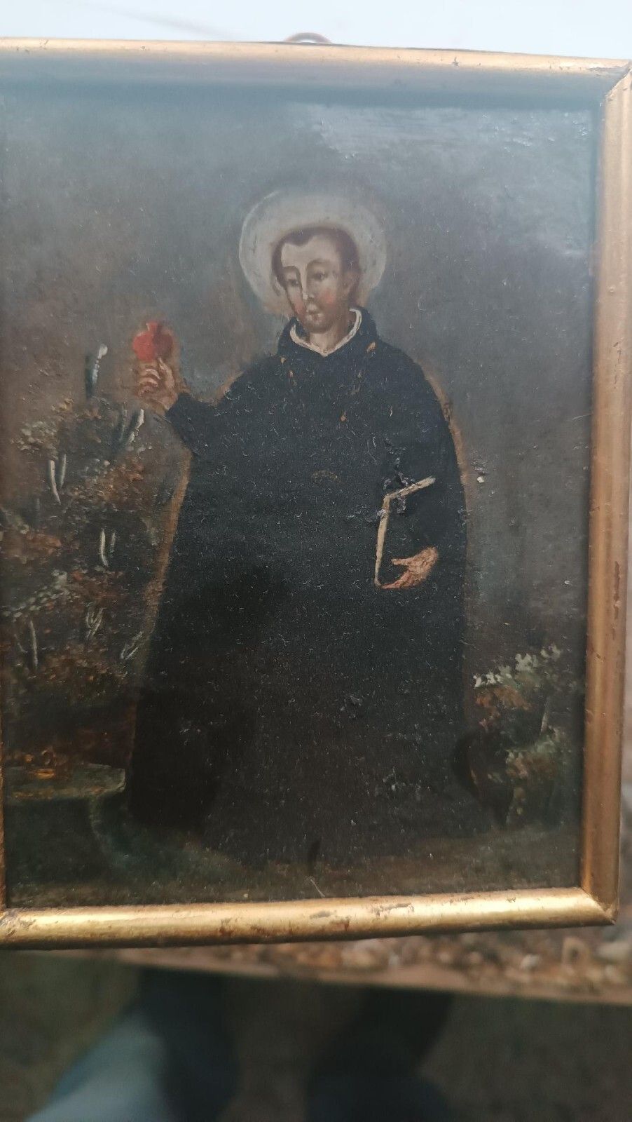 Copper Painting Depicting Jesuit Saint Spanish School 18th Century photo for sale