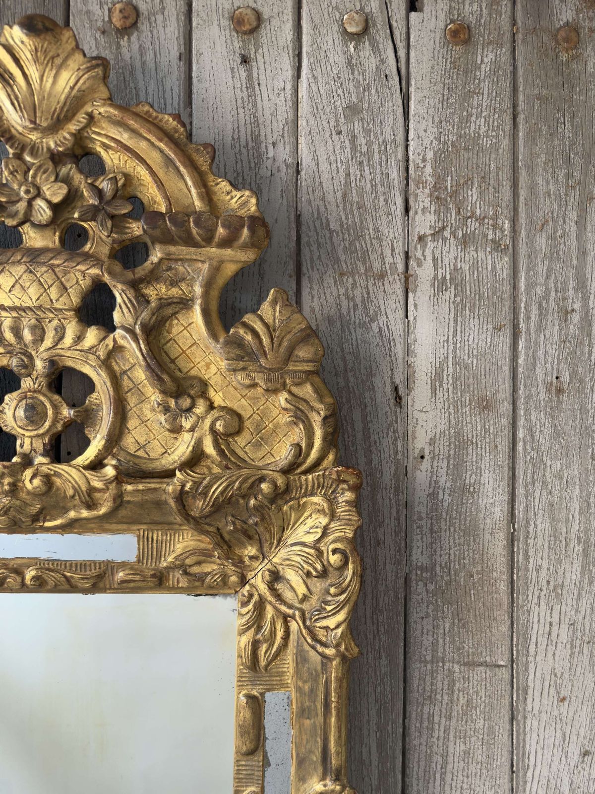 Antique Italian Baroque Giltwood Mirror   18th Century photo for sale