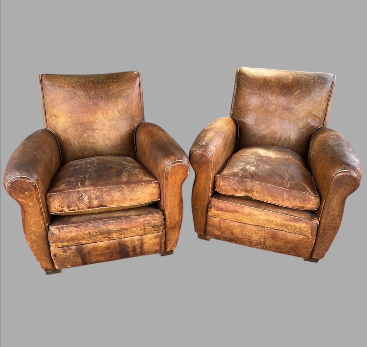 A Superb Pair Of French Art Deco Faux Leather Club Chairs