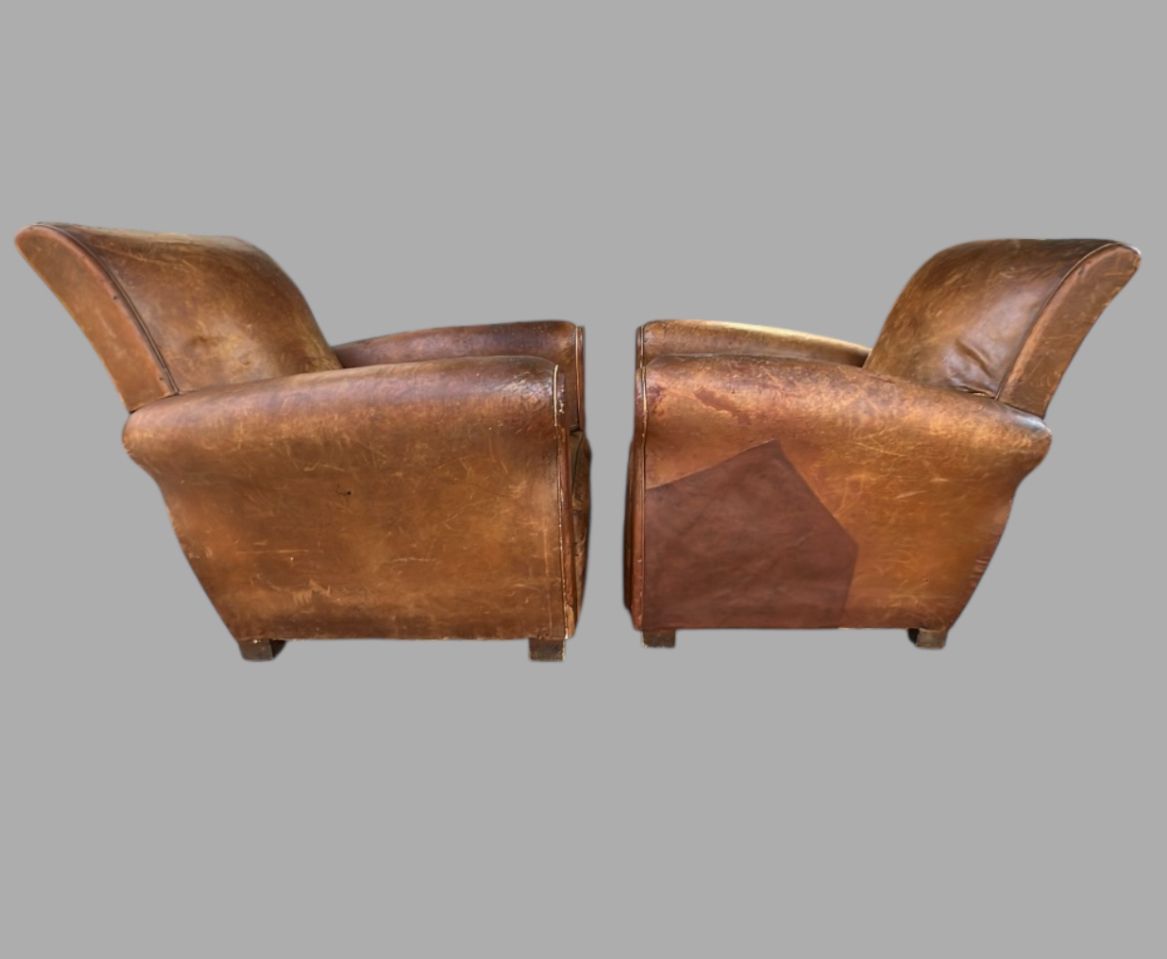 A Superb Pair Of French Art Deco Faux Leather Club Chairs photo furniture