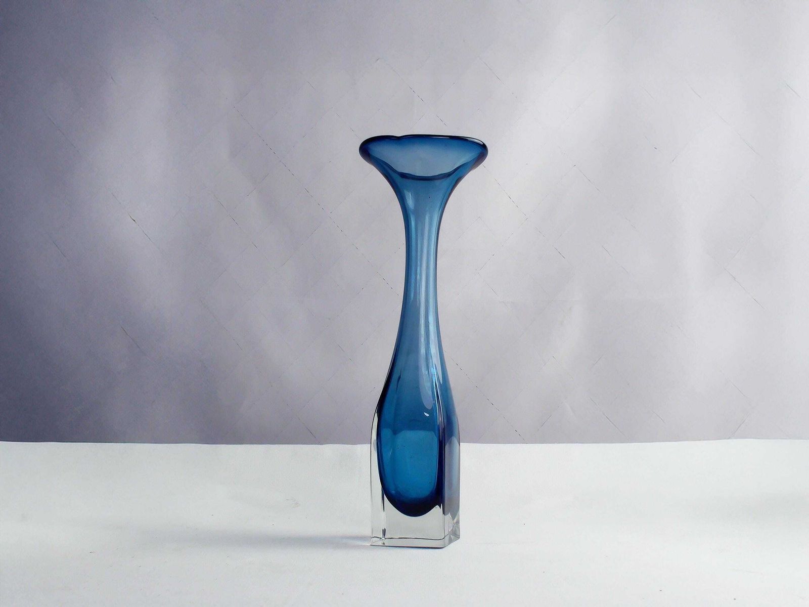 Swedish Mid Century Modern Aseda Aqua Marine Blue Art Glass Vase Designed By Bo Borgstrom. photo furniture