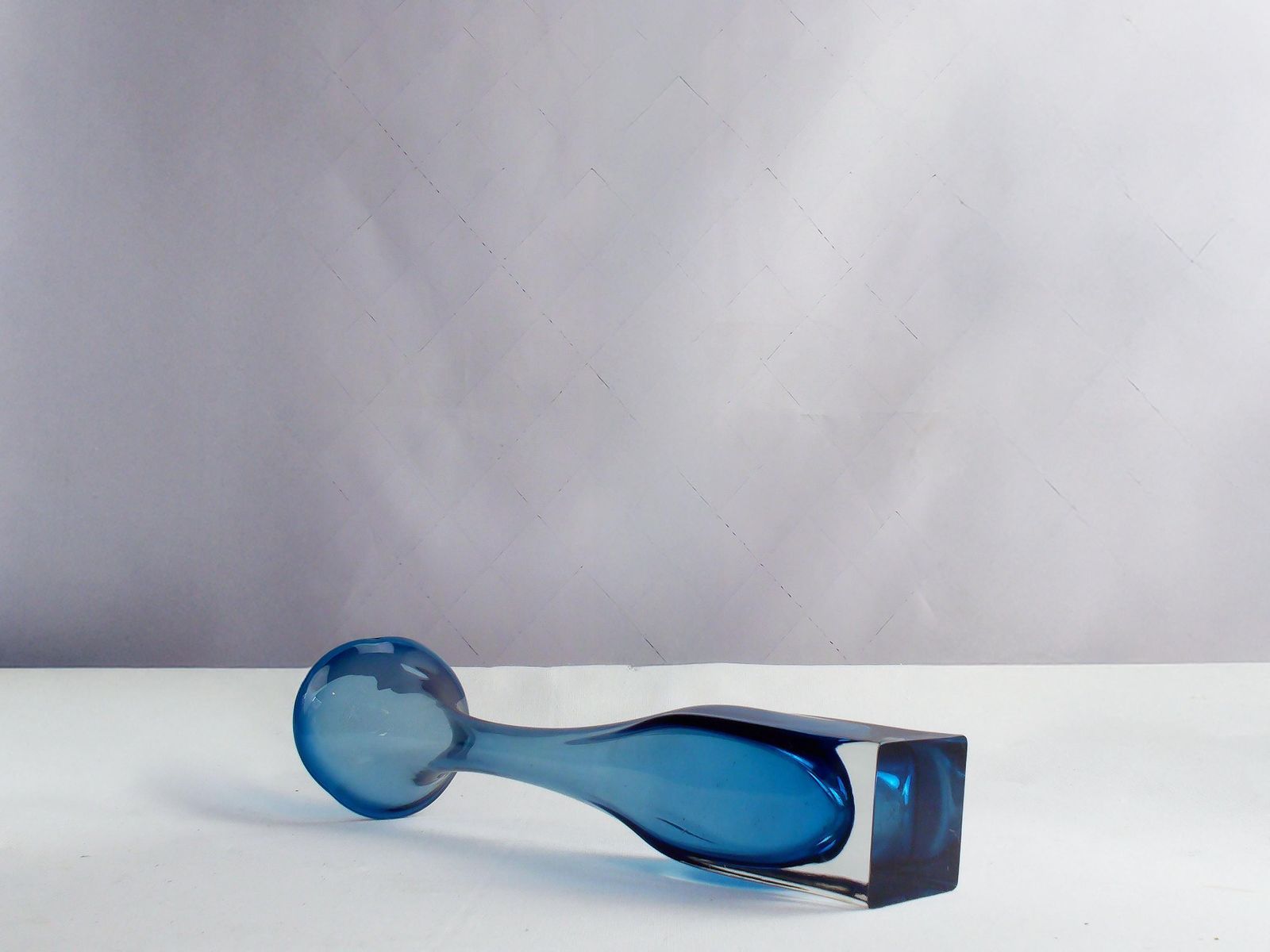 Swedish Mid Century Modern Aseda Aqua Marine Blue Art Glass Vase Designed By Bo Borgstrom. photo vinterior