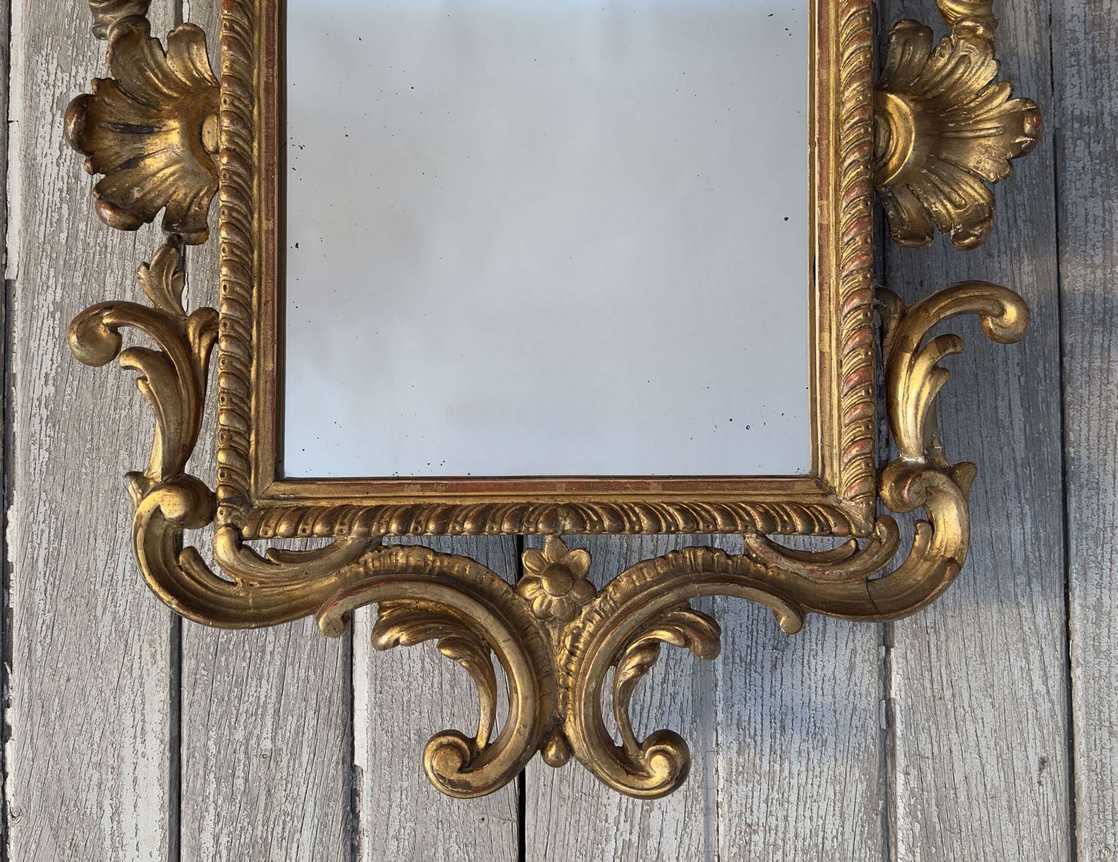 Antique Italian Giltwood Mirror – Rococo Style With Cherub Crest – Late 18th – Early 19th photo Home Decor