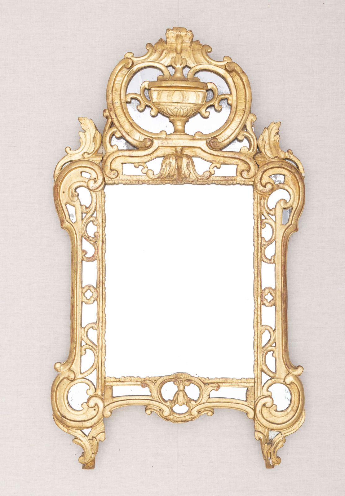 Fine Italian Giltwood Wall Mirror With Original Mercury Glass  18th Century