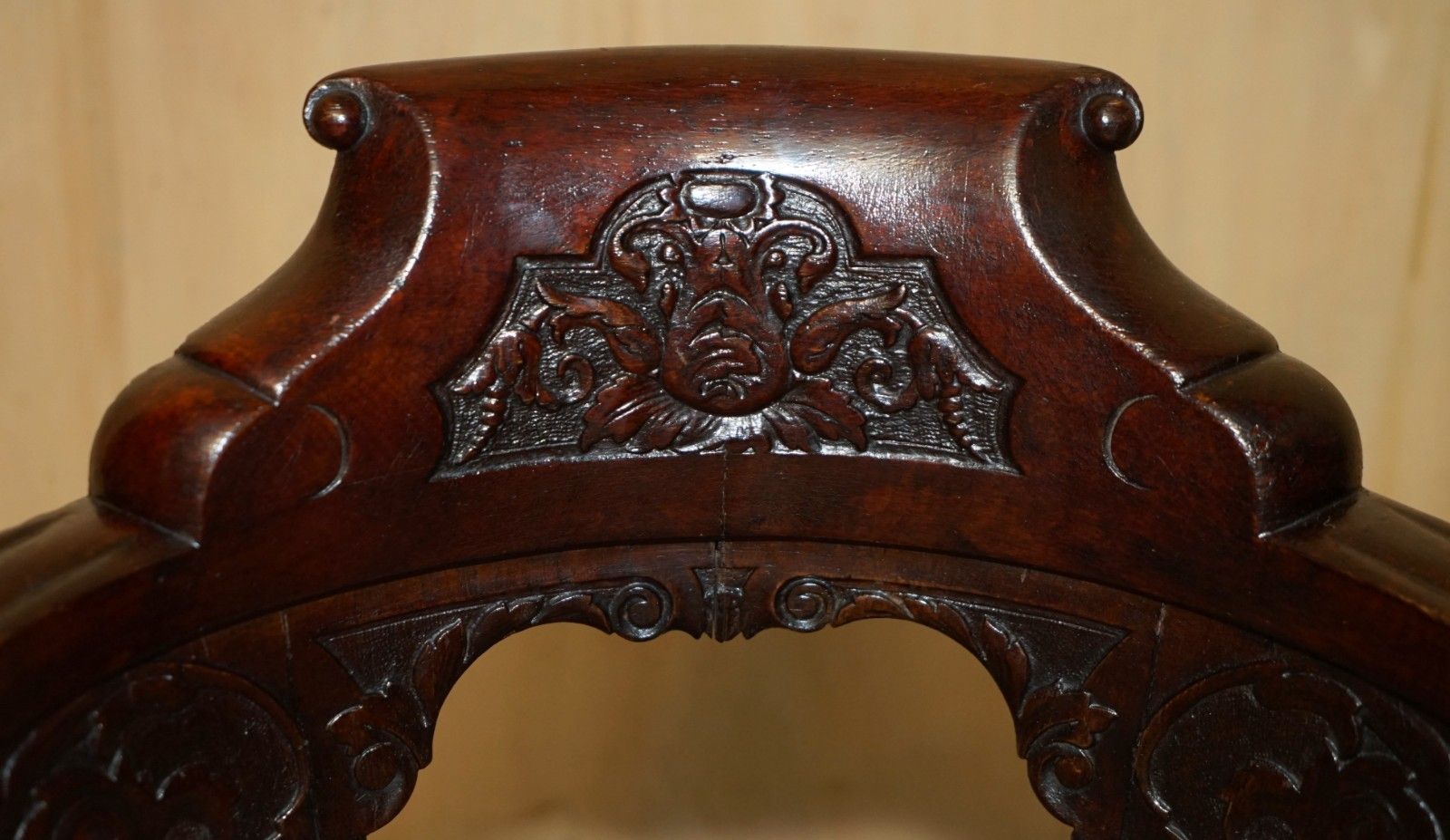 Antique Victorian Hand Carved Mahogany Ships Captains Cast Iron Base Armchair photo Furniture