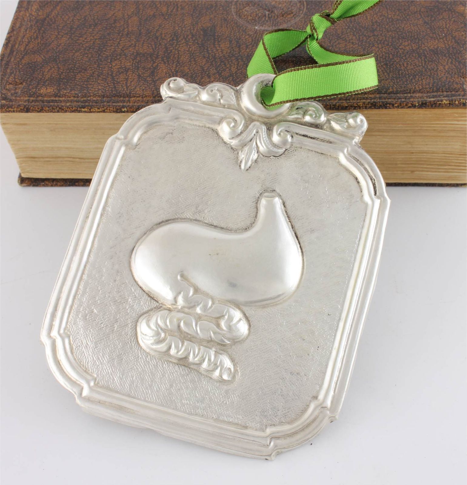 Stomach & Intestines Silver Plate Ex Voto. Italian Religious Votive photo 125.0