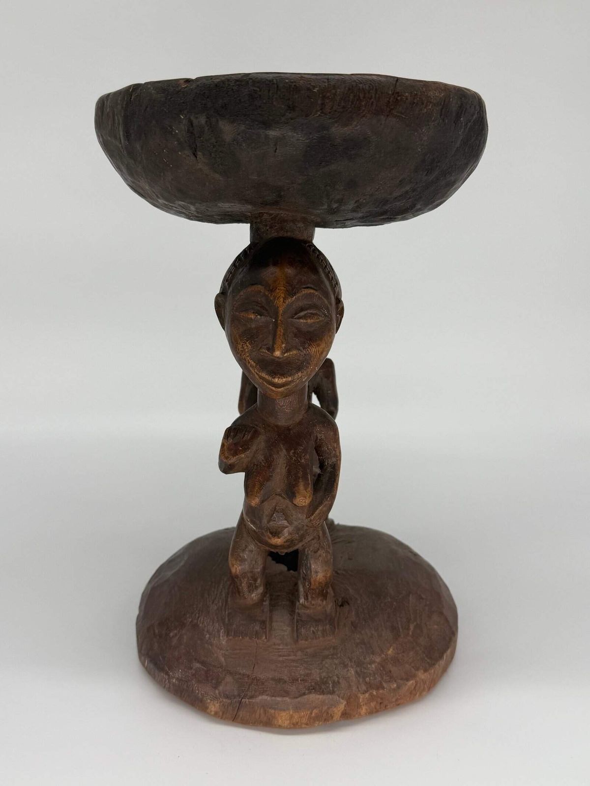 Yoruba Figural Stool, Nigeria, Early 20th Century photo 250.0